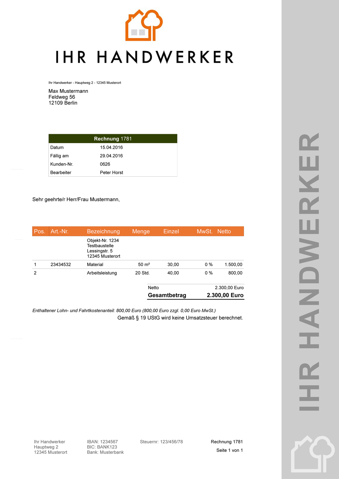 Software for craftsmen, writing offers, creating invoices network 10 PC