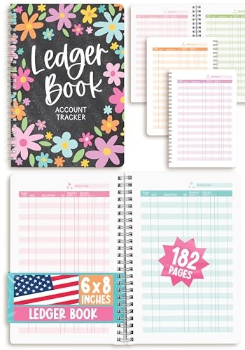 Accounting Ledger Book for Small Business and Personal Use – Chalk Floral