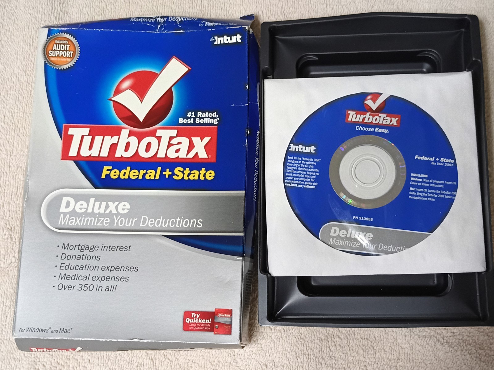 Intuit TurboTax Deluxe Federal and State – Tax Year 2007 – Fast Shipping