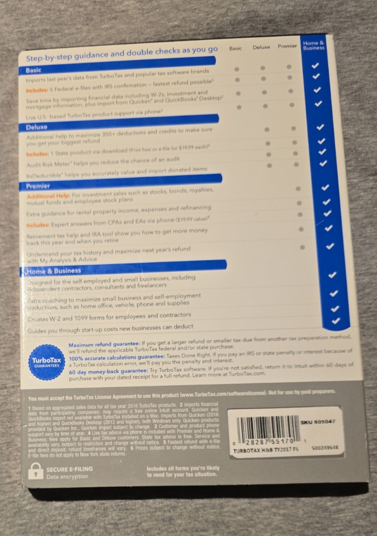 Turbotax HOME & BUSINESS 2017 Retail BOXED Sealed CD
