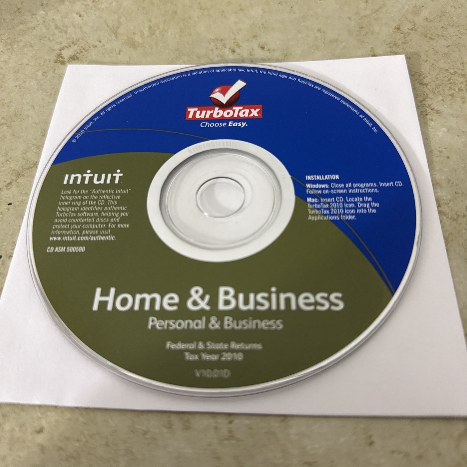 Turbotax Home and Business 2010 Federal & State Schedule C For Windows & Mac