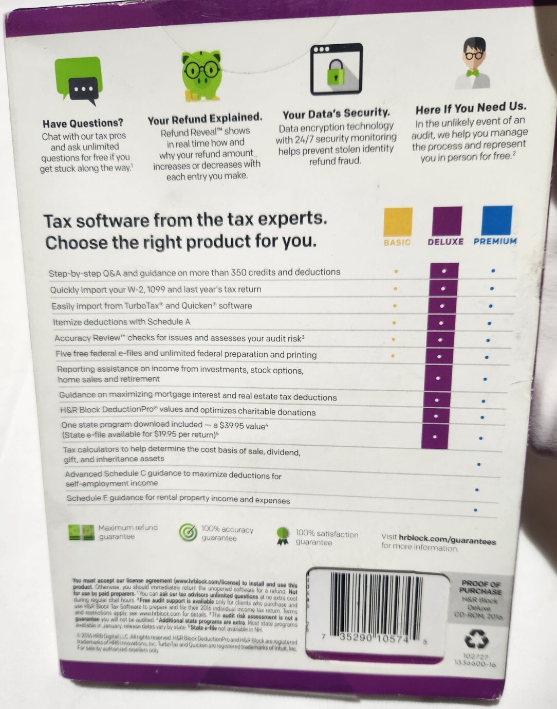 2016 H&R Block Deluxe Homeowners/Investors Federal and State Brand NEW Sealed!