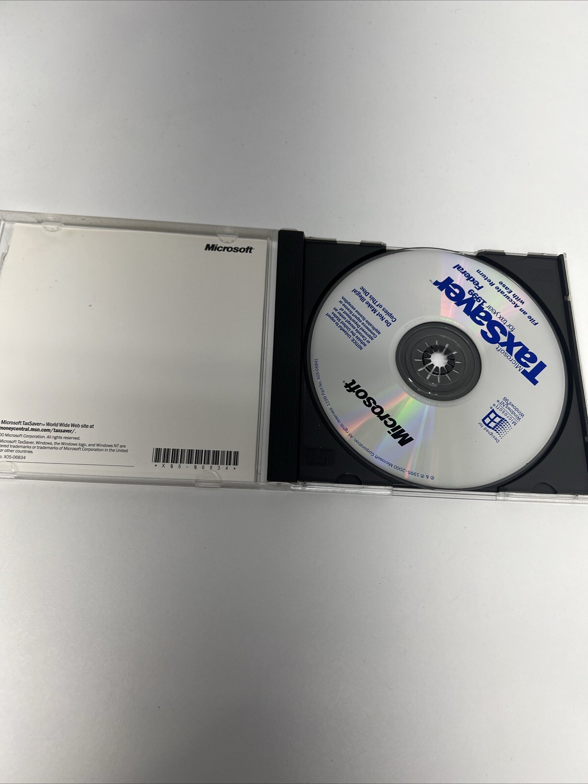 Microsoft Federal Tax Saver For Tax Year 1999 W/Key For Windows 98/NT (RARE)