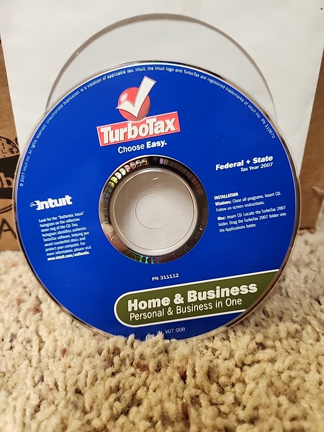 2007 Turbotax Home & Business Federal + State for Windows & Mac