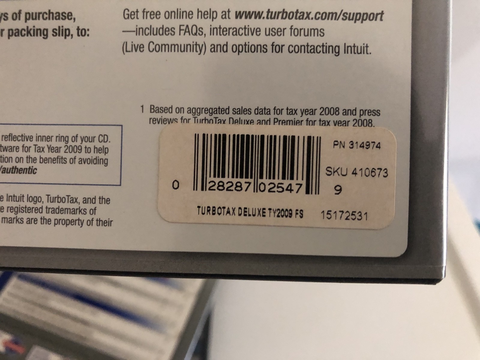 TurboTax Deluxe Turbo Tax – Year 2007 (used) and 2009 (new)