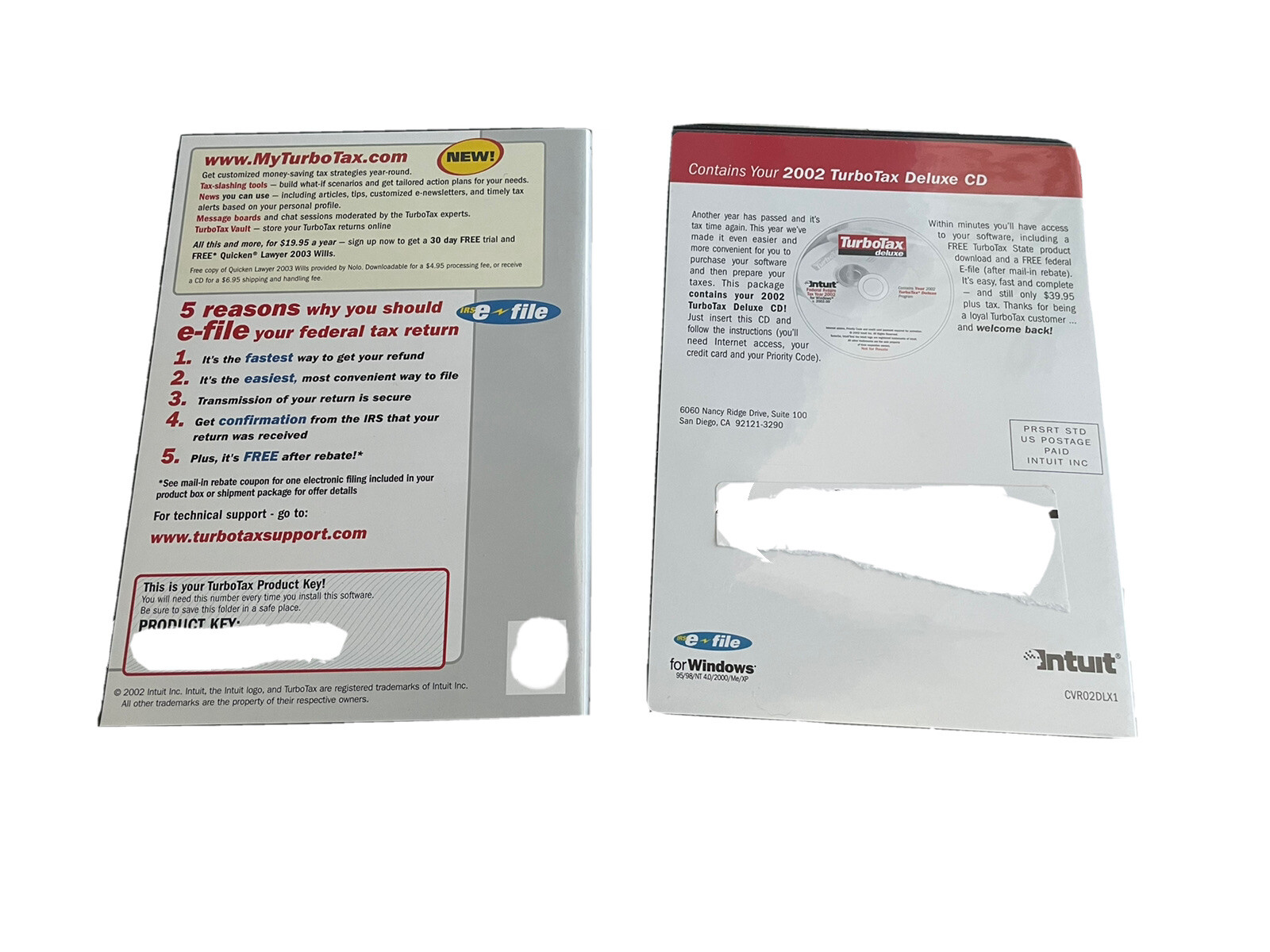 2 CDs Intuit TurboTax Deluxe Tax Year 2002 for Windows CD