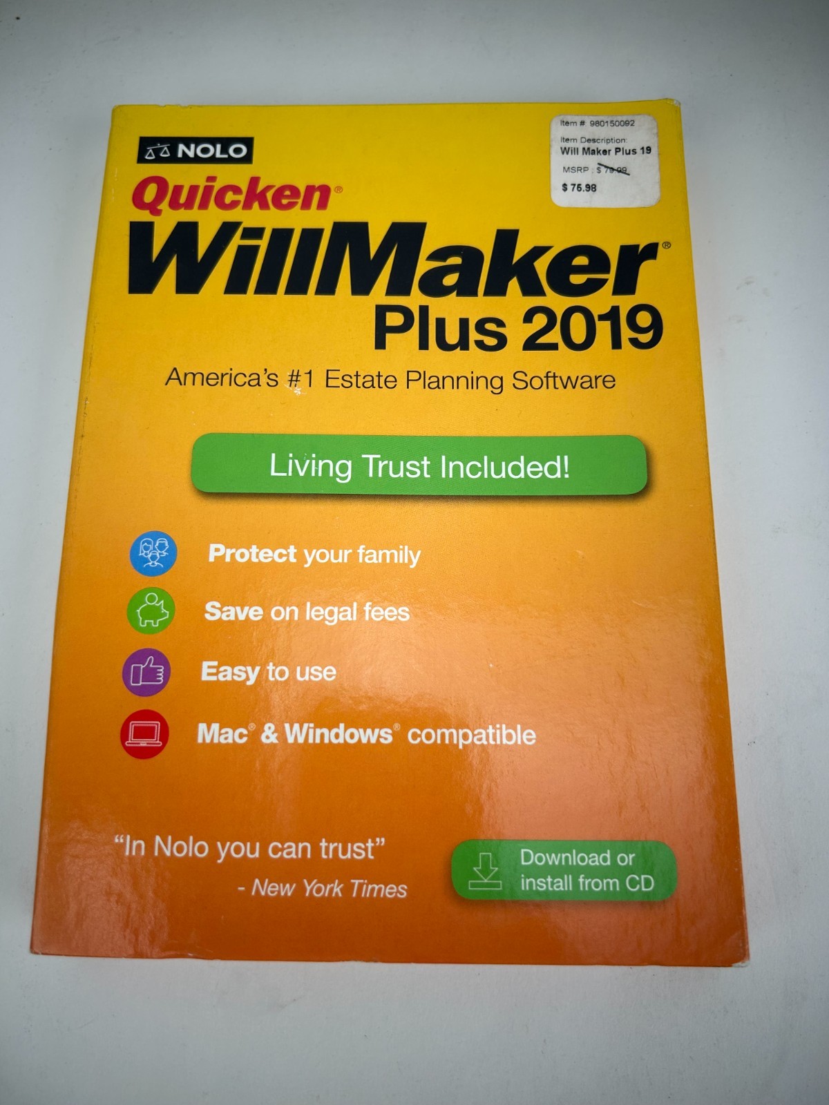 Nolo Quicken WillMaker Plus 2019 with Living Trust Software for Mac & Windows