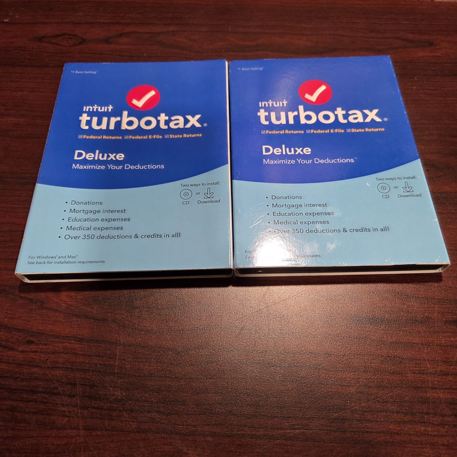 2 Intuit Turbotax Deluxe “Maximize Your Deductions” Computer Cd