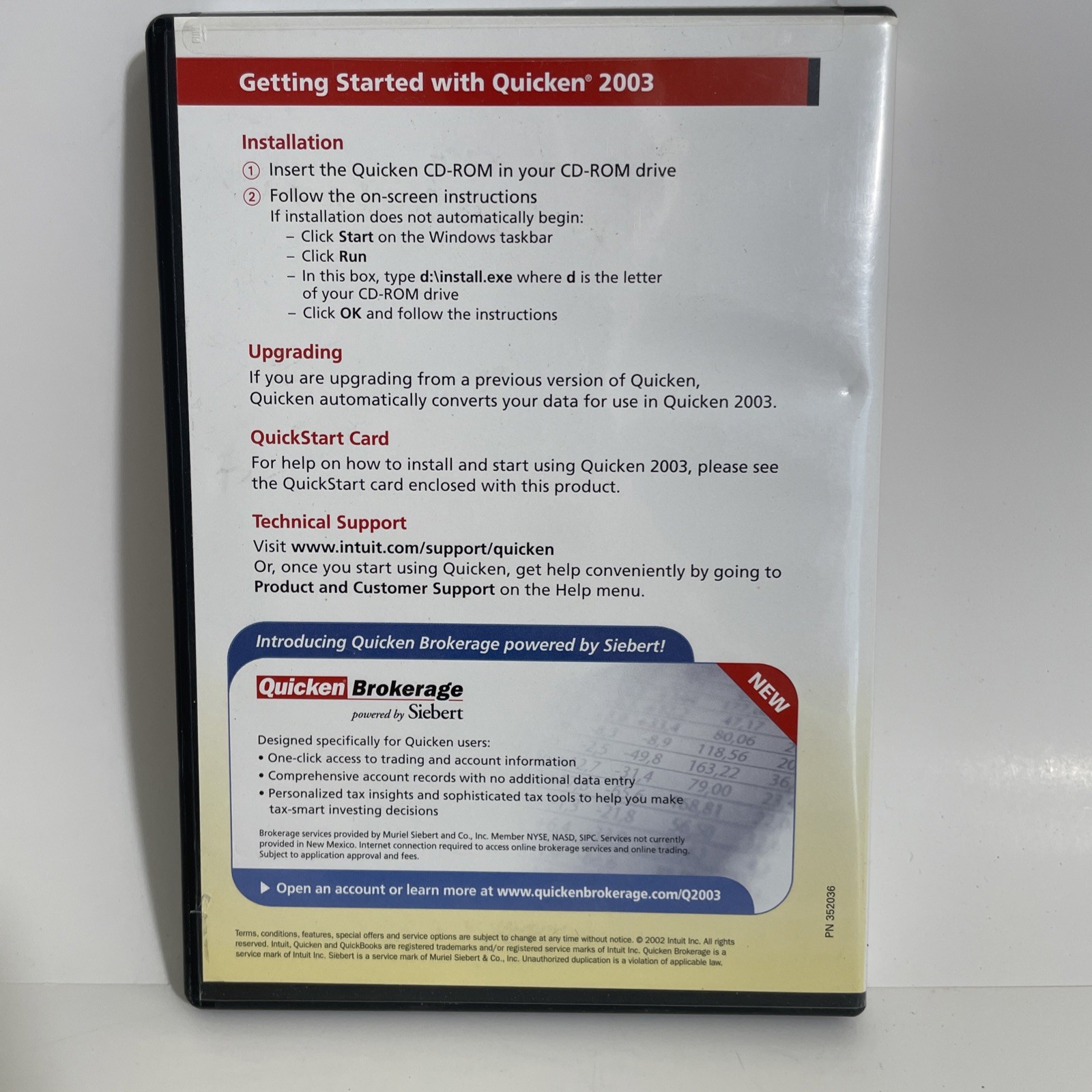 Intuit Quicken 2003 Deluxe For Windows PC w/ Insert, VGC Fast Free Shipping