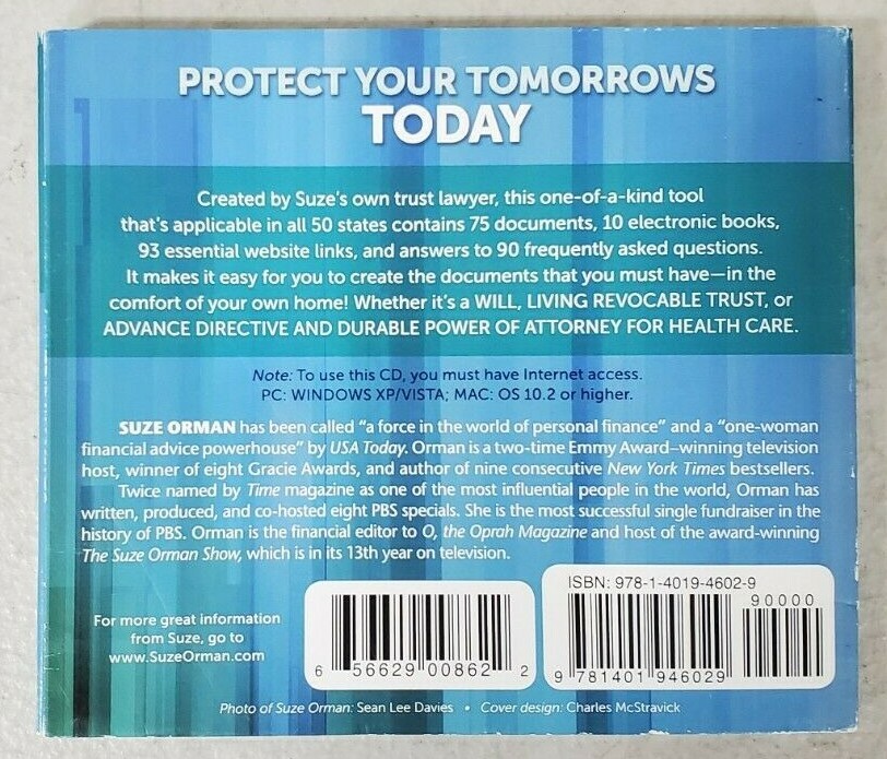 Protect Your Tomorrows Today Must Have Documents CD-ROM Suze Orman (2014)