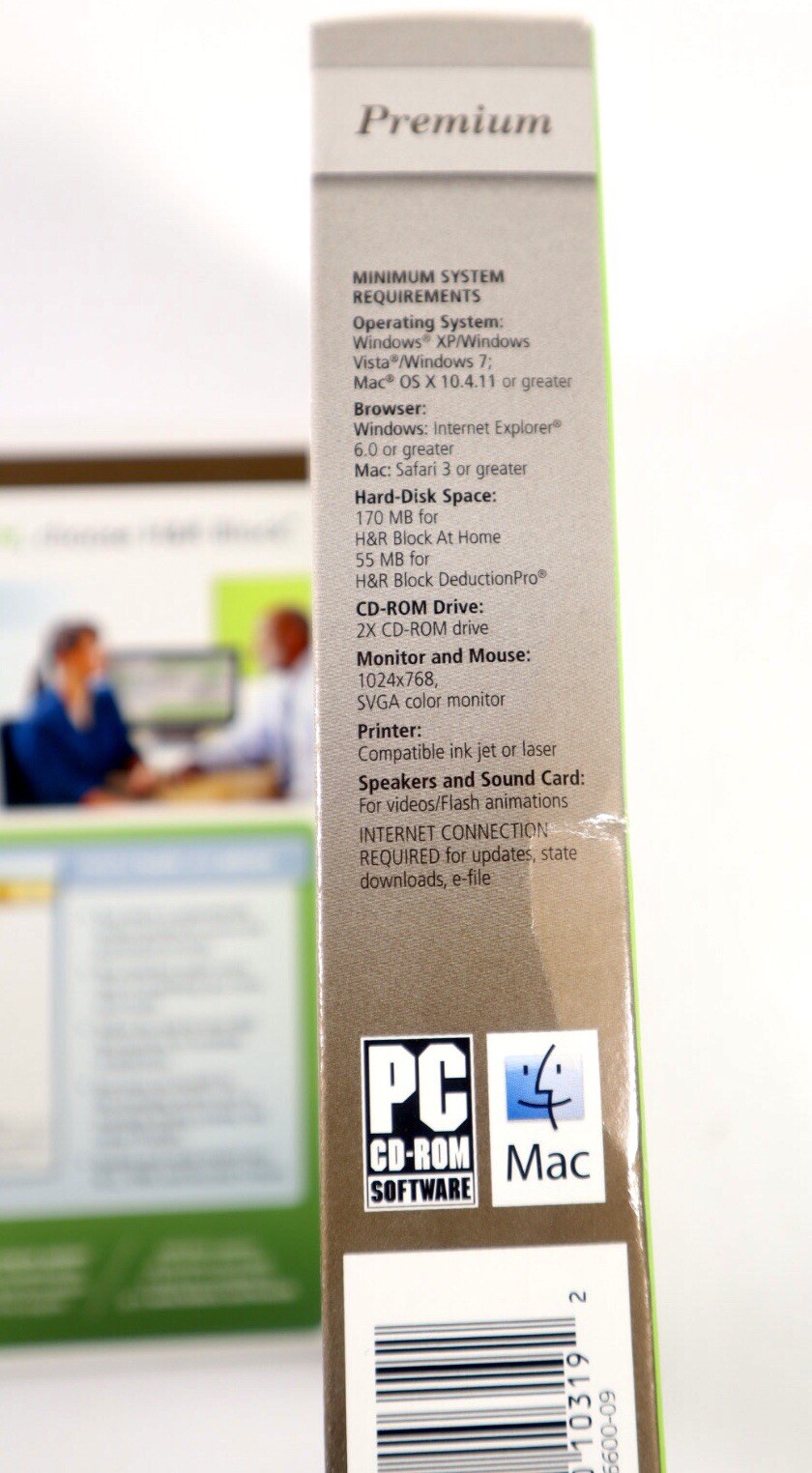 H&R Block At Home 2009 Premium Federal + State + eFile PC MAC CD past tax audit