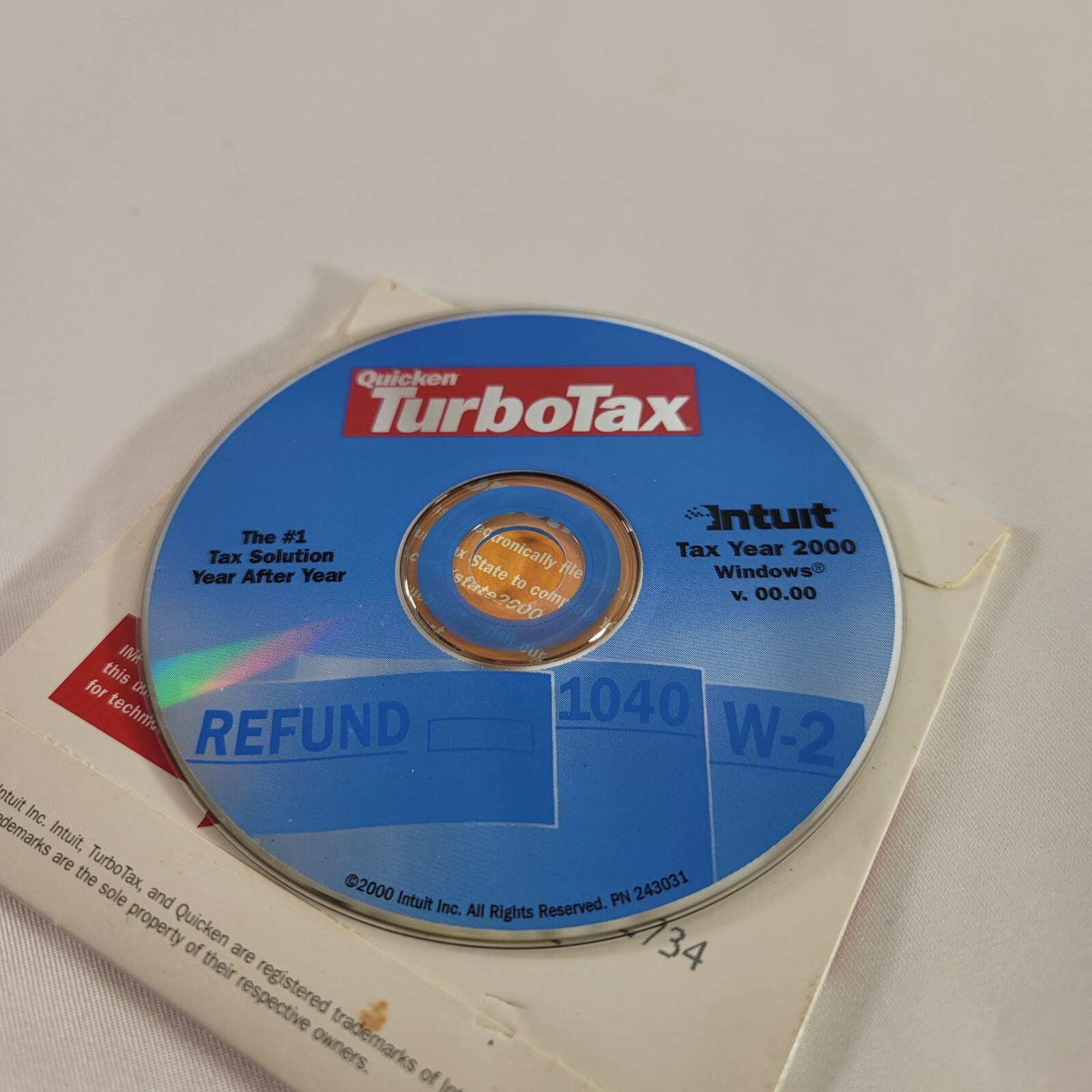 Quicken TurboTax Tax Year 2000 Software CD Windows 2000 98 95 NT 4.0 DISC ONLY