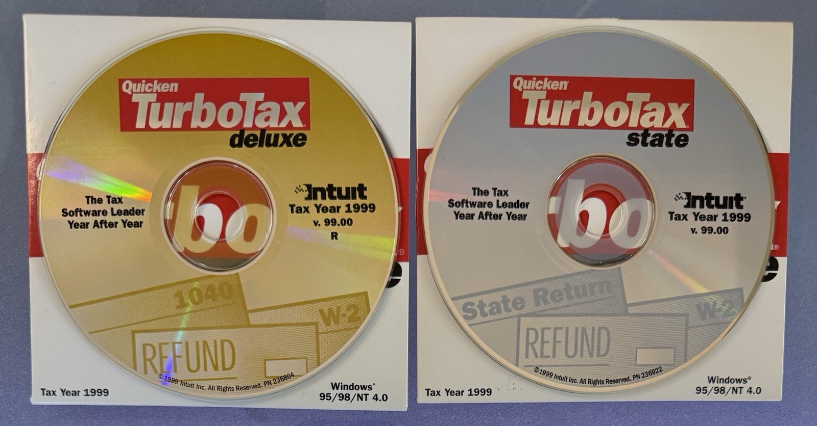 Intuit Quicken Turbotax Deluxe | Federal & State | Tax Year 1999 | For Windows ￼
