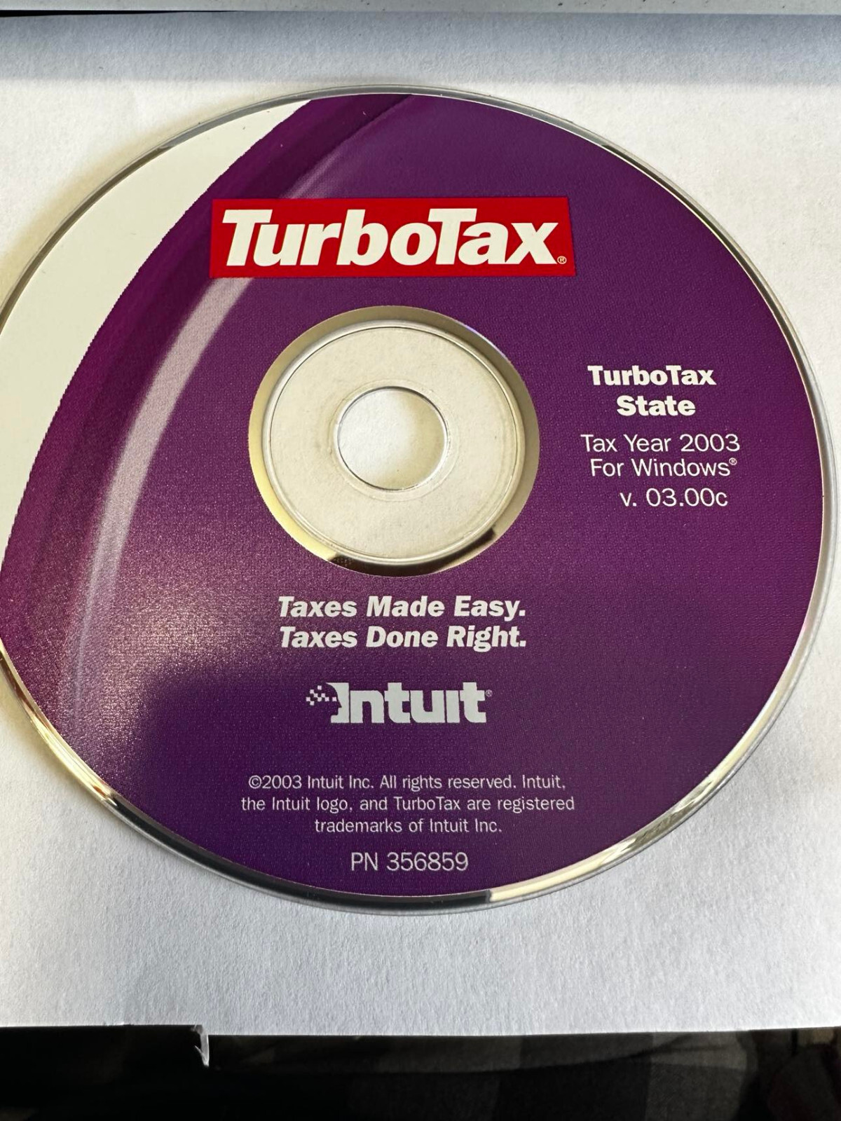 TurboTax 2003 State Tax Return Windows CD