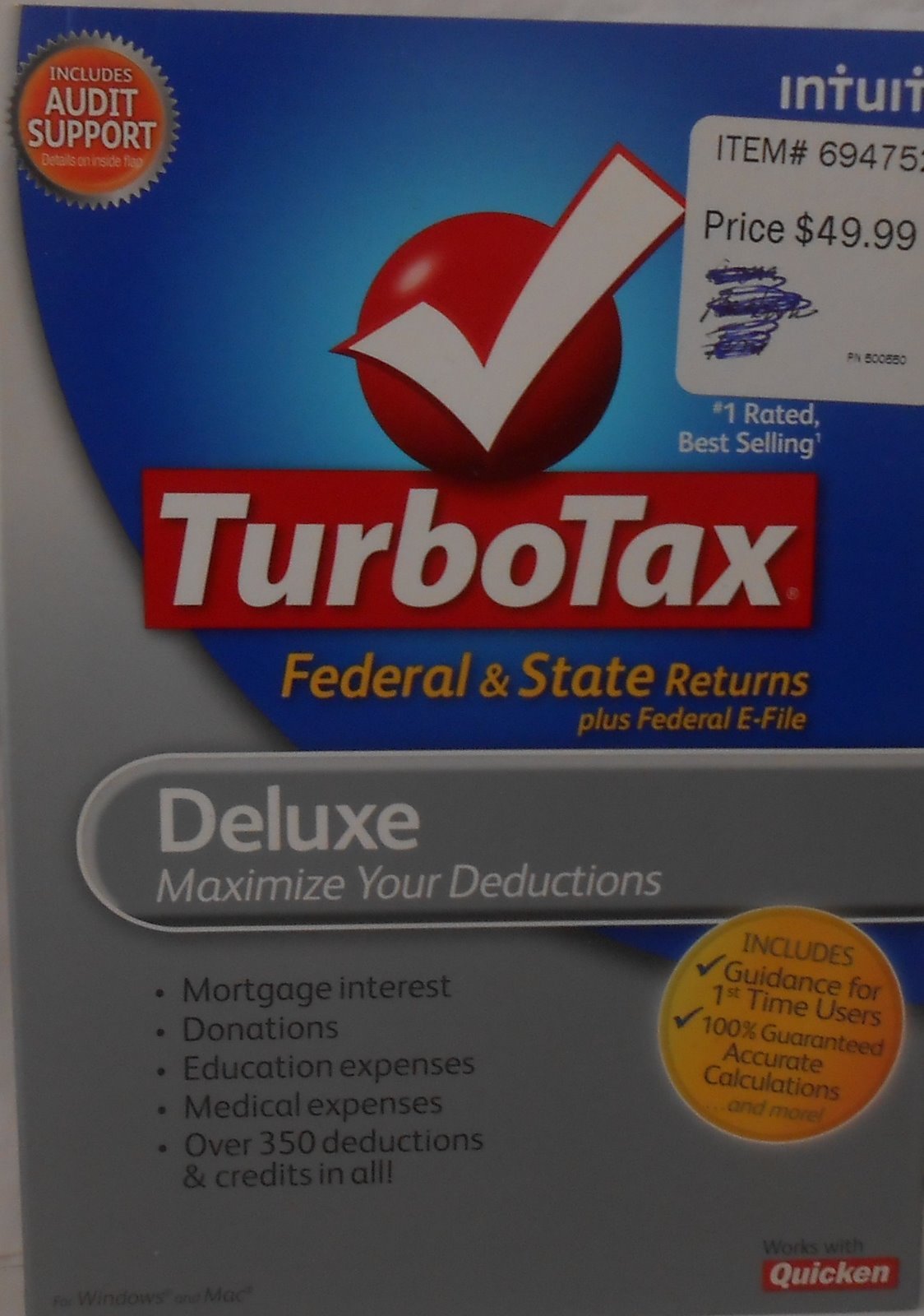 Intuit TurboTax Deluxe Federal + E-File 2010 for PC, Mac