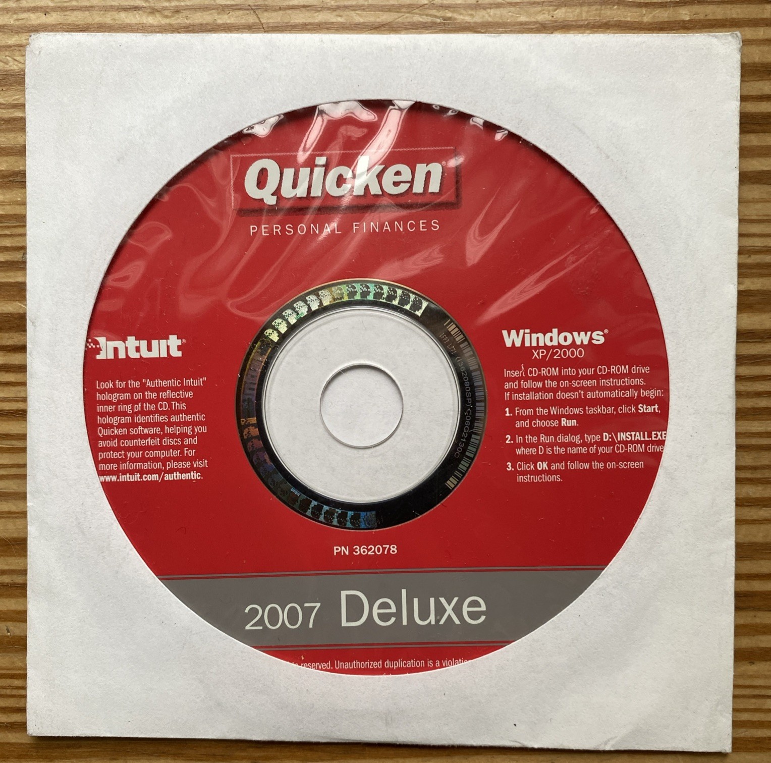 Intuit Quicken Personal Finances Deluxe 2007 CD For Windows XP/2000