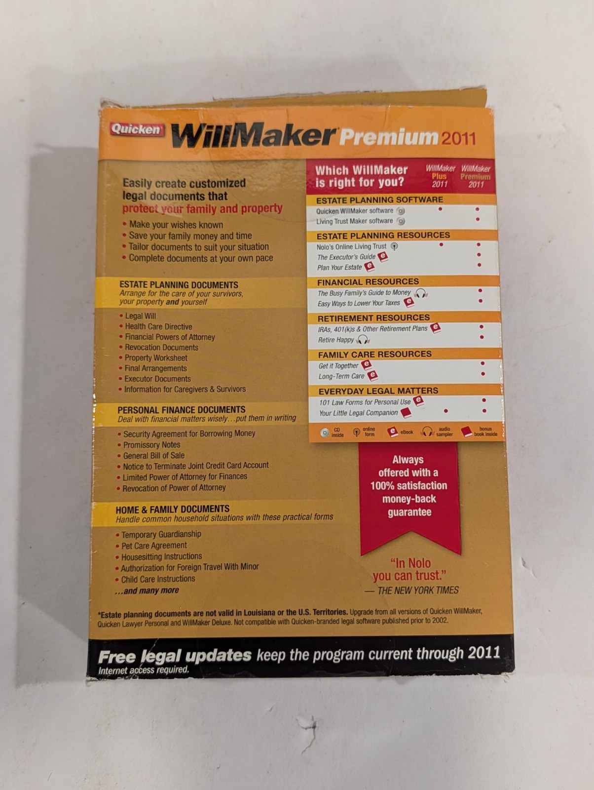 Quicken WillMaker PREMIUM 2011 – NOT COMPLETE – 4 Discs PC CD-ROM