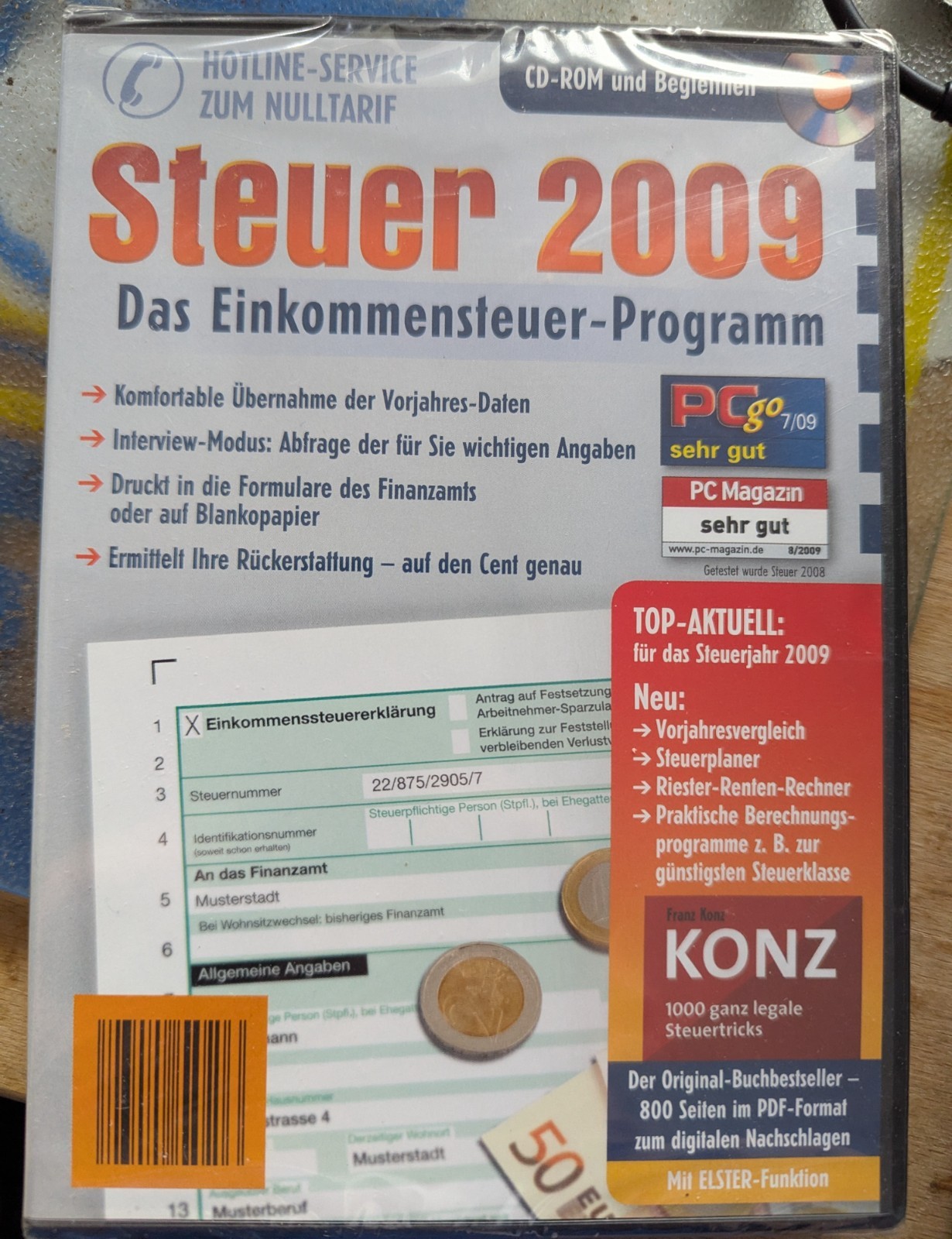 Steuer 2009 CD-ROM and accompanying booklet – income tax program – Konz