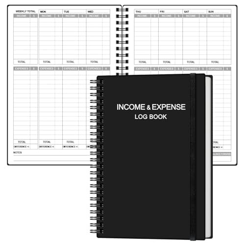 Income & Expense Log Book – A5 Income and Expense Tracker 5.8″ x 8.5″ Black