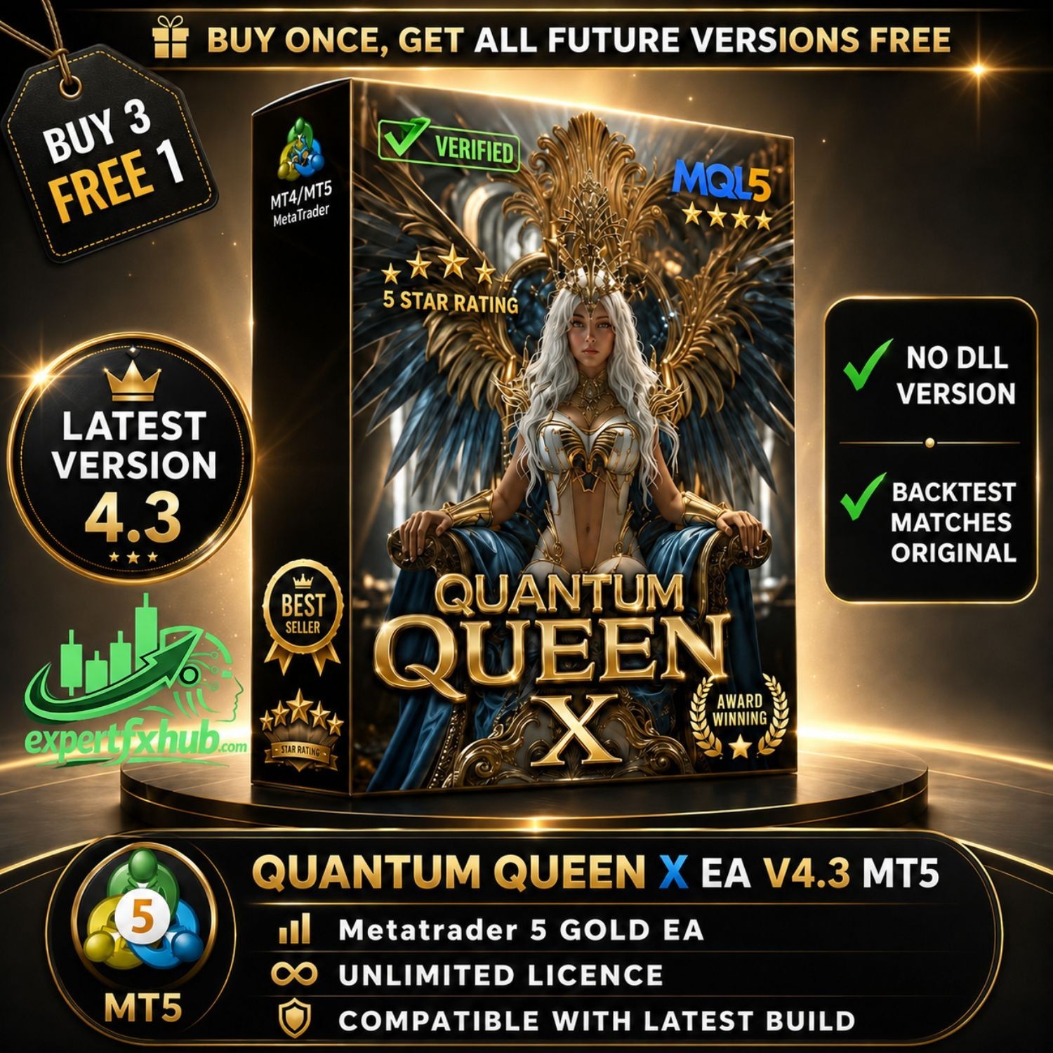 v4.3 Quantum Queen X EA Metatrader MT5 Gold Trading Robot MQL5 Expert Advisor