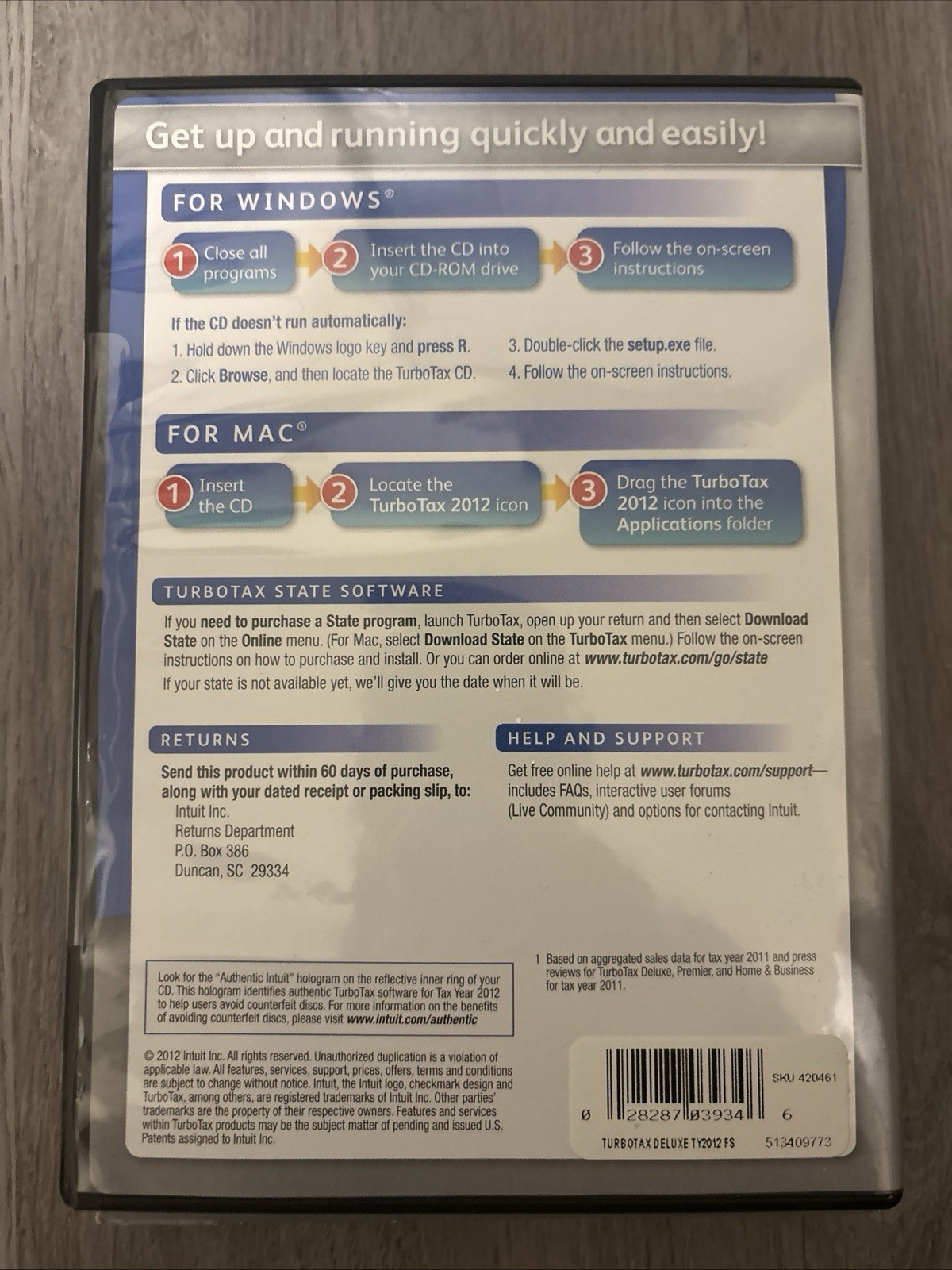 TurboTax 2012 Deluxe Federal Sealed