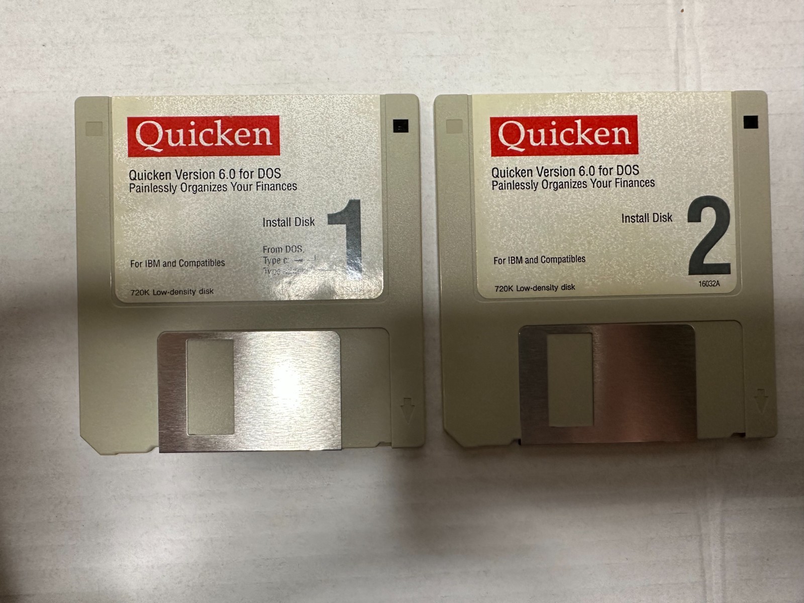 Vintage Intuit Quicken for DOS IBM Version 6.0 3.5″ & 5 1/4″ Floppy Disks VTG