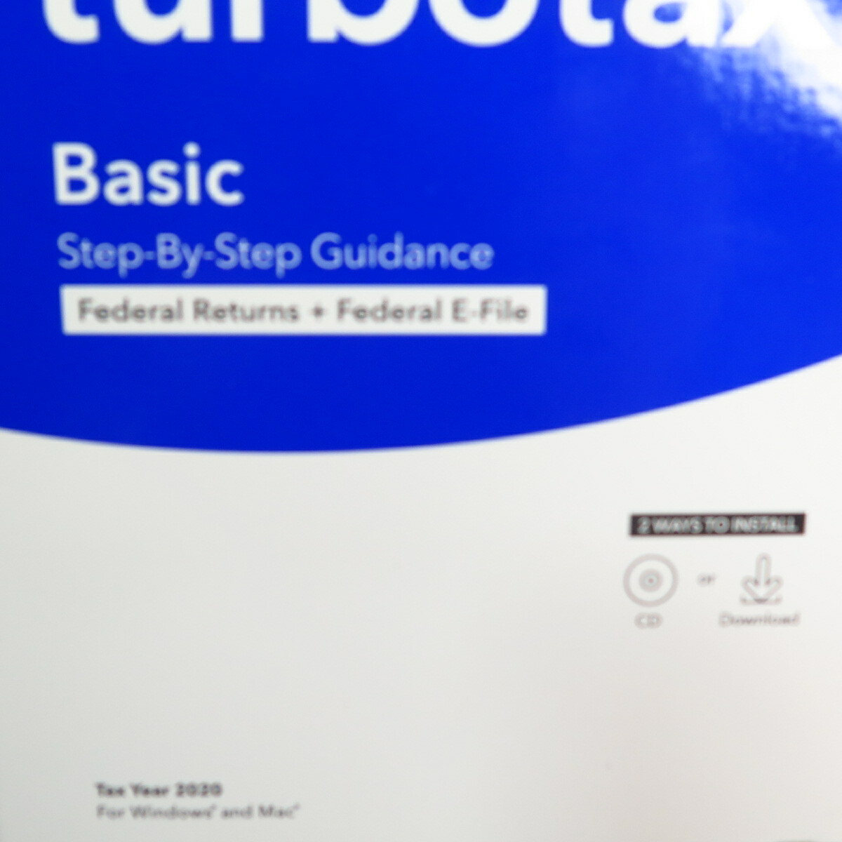 intuit TurboTax 2020 Tax Basic Federal Only E-File CD in Retail Box PC & Mac