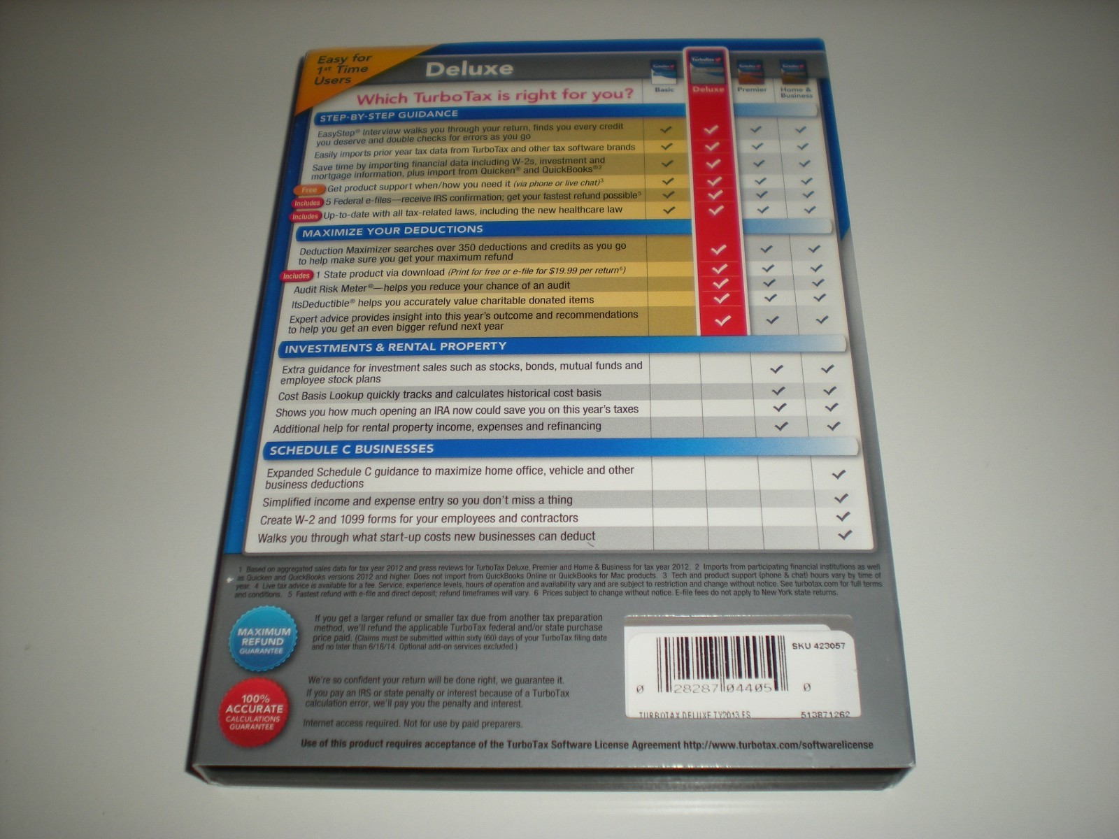 Turbotax 2013 Deluxe. Federal and State + Federal E-file. New in sealed box.