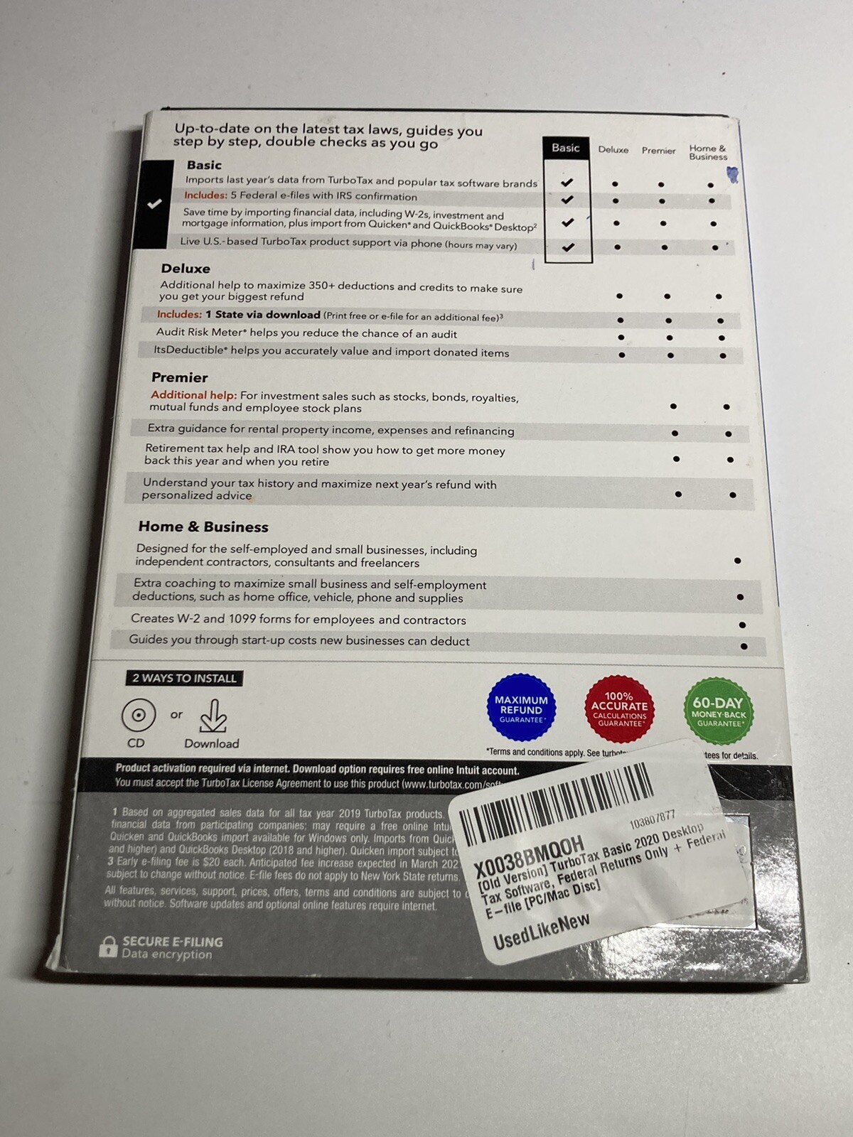 Lot Of 21 2020 Intuit TurboTax Basic Federal Windows & Mac Disc or Download New