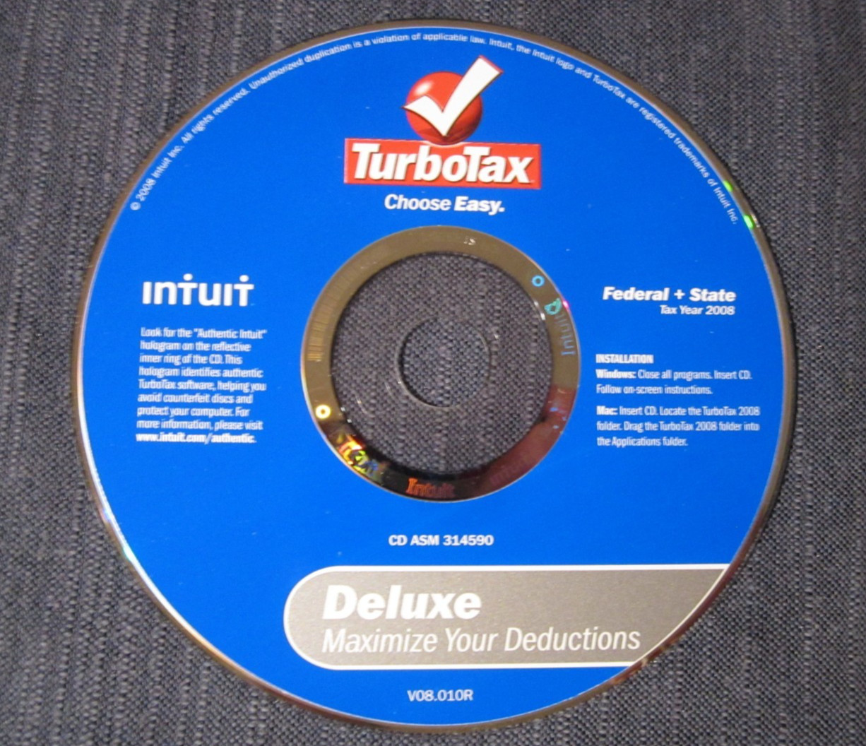 Turbotax 2008 Deluxe Federal State Tax Software Windows Mac