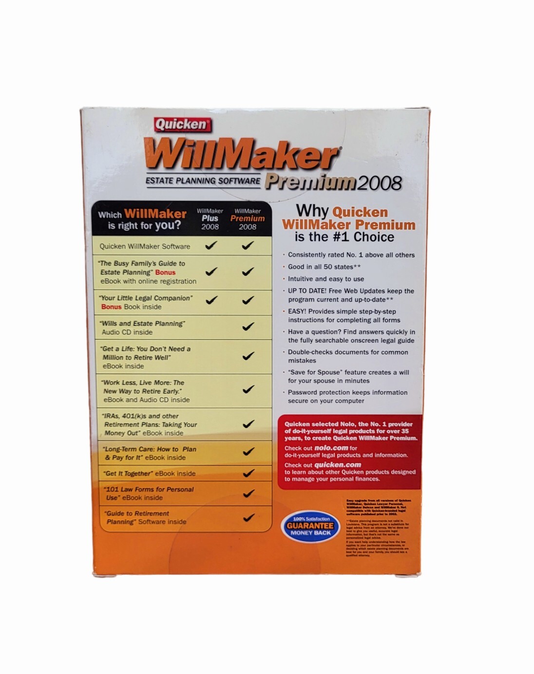 Quicken Willmaker Premium 2008 Estate Planning Software Windows 2000/XP/Vista