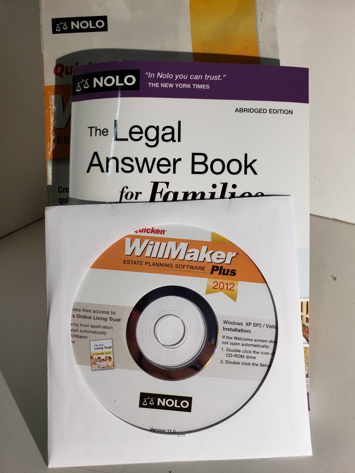 Quicken WillMaker Plus 2012 Edition Estate Planning Software Book Disc Windows