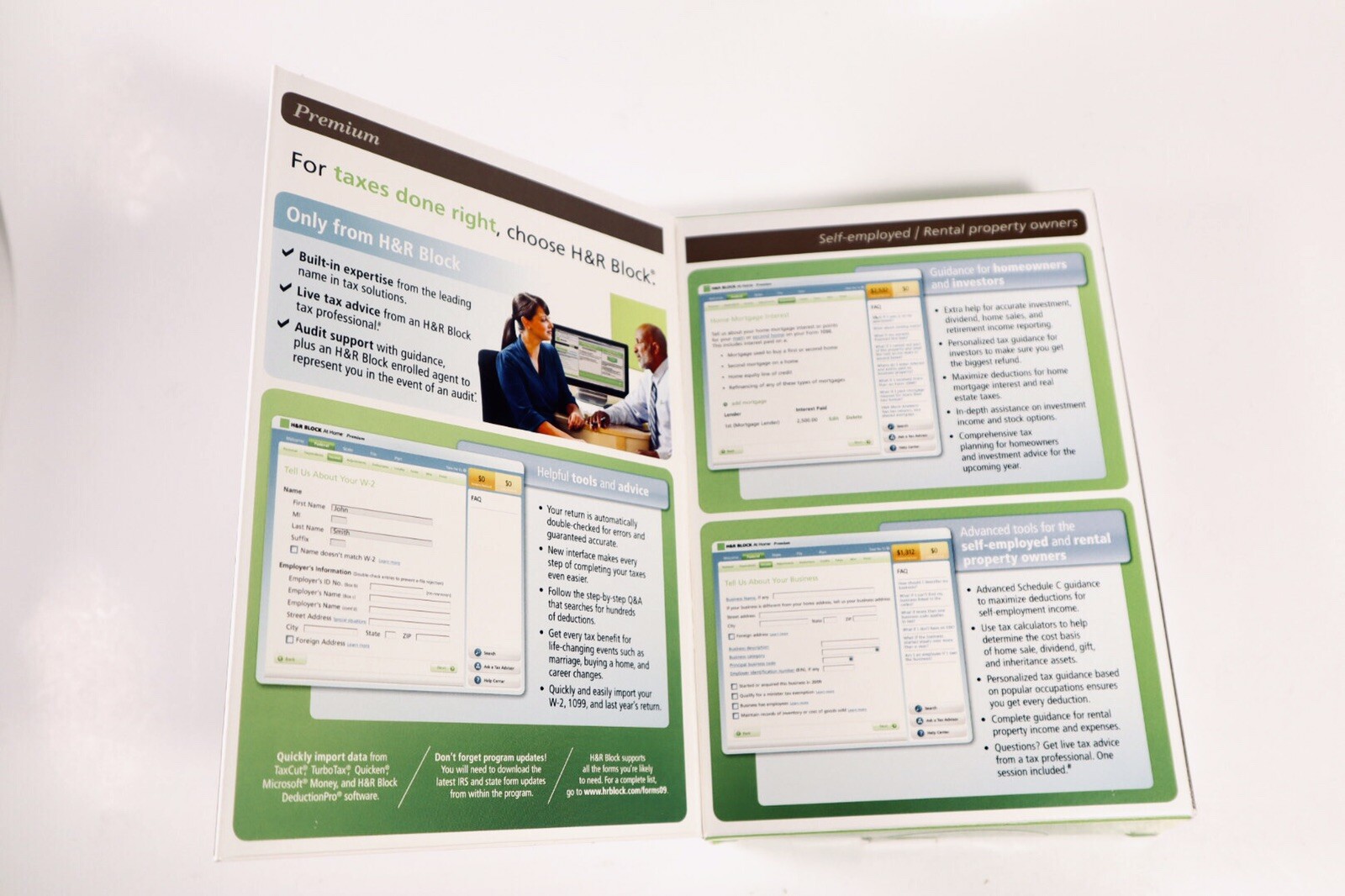 H&R Block At Home 2009 Premium Federal + State + eFile PC MAC CD past tax audit