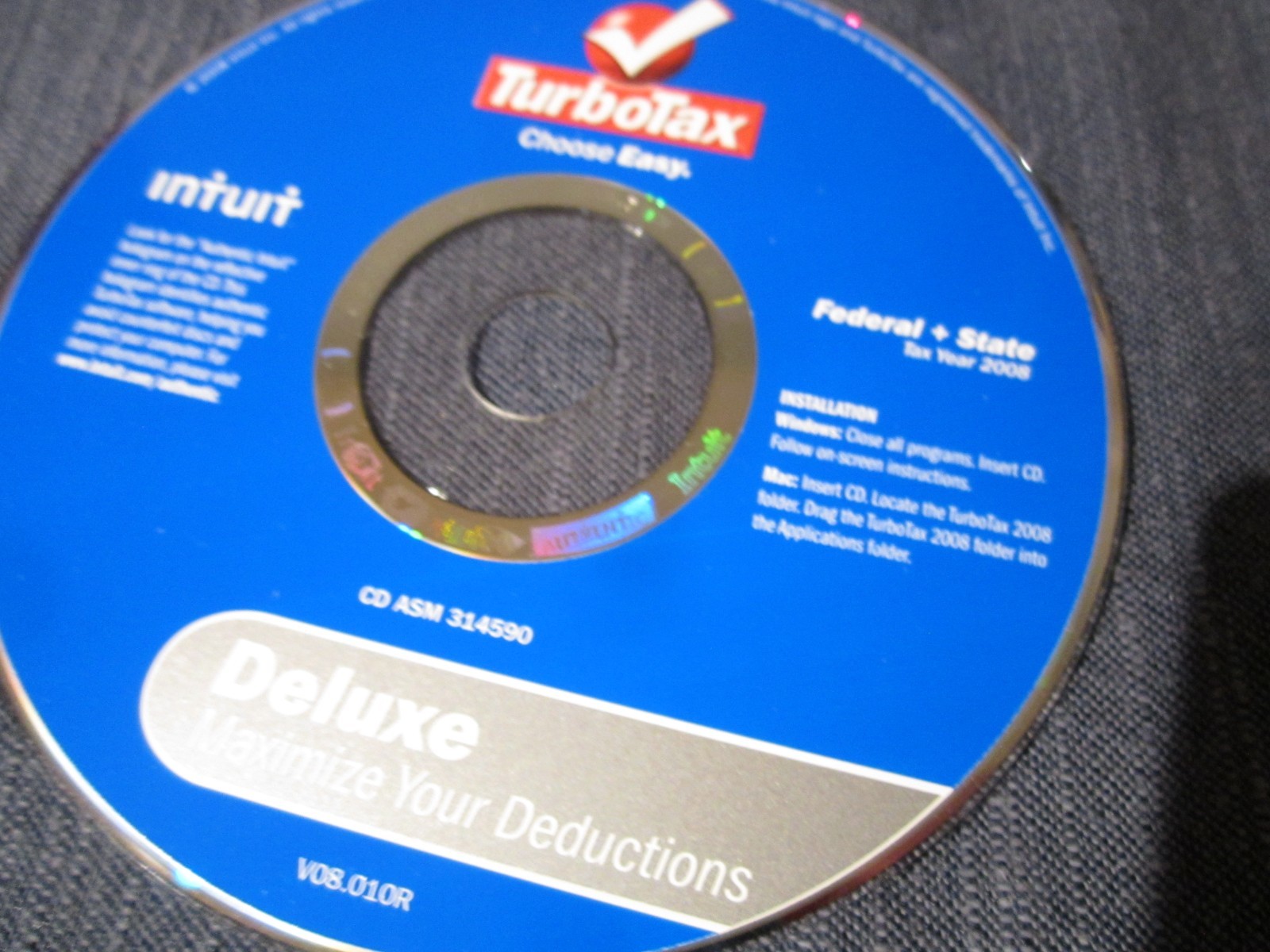 Turbotax 2008 Deluxe Federal State Tax Software Windows Mac