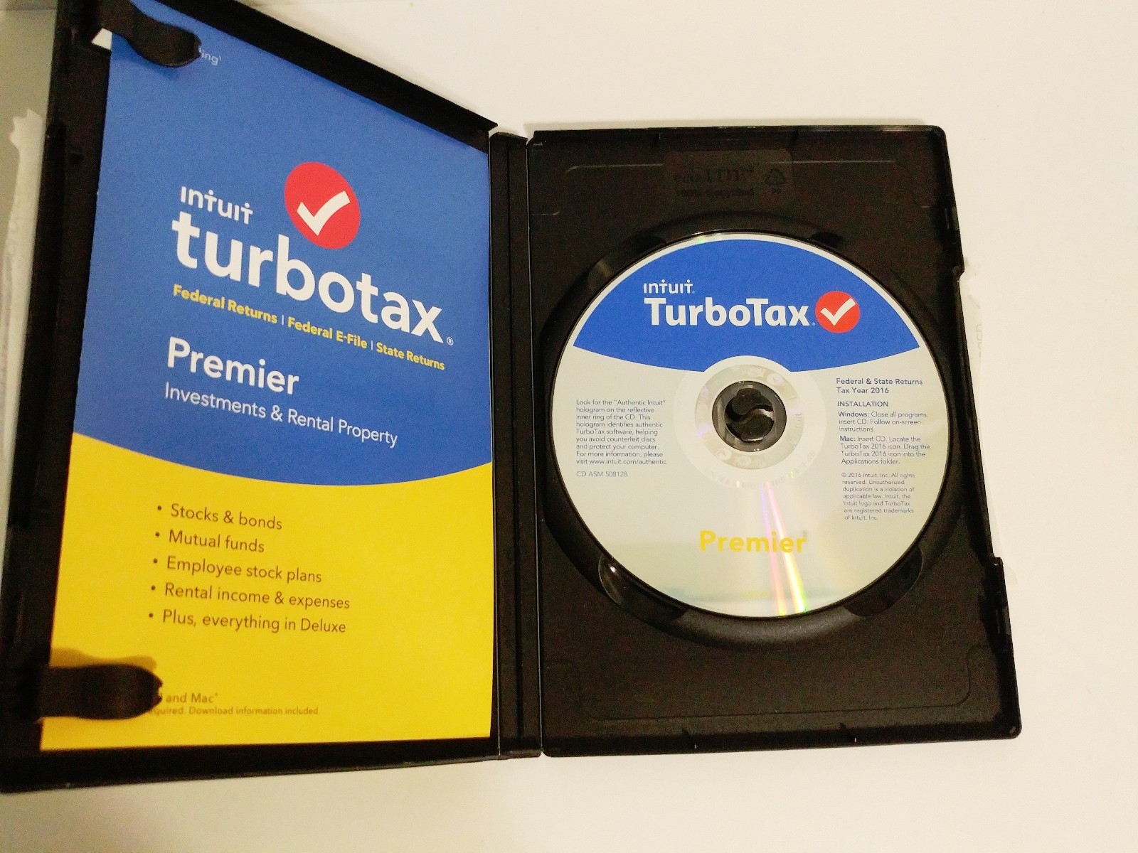 TurboTax Premier 2016 Investments & Rental Property Federal & State