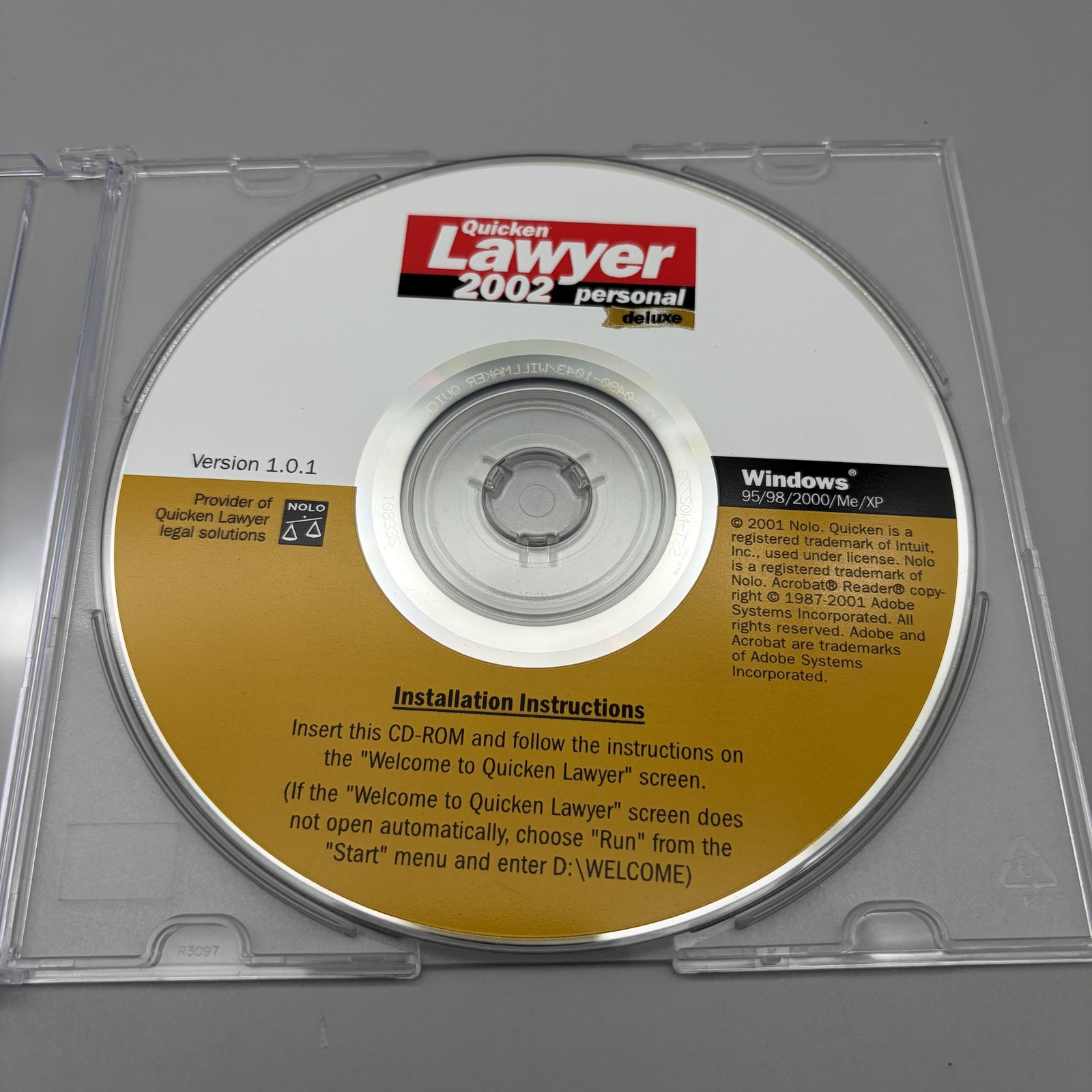 Vintage Quicken Lawyer 2002 Personal Deluxe Legal Software CD-ROM Win 95/XP
