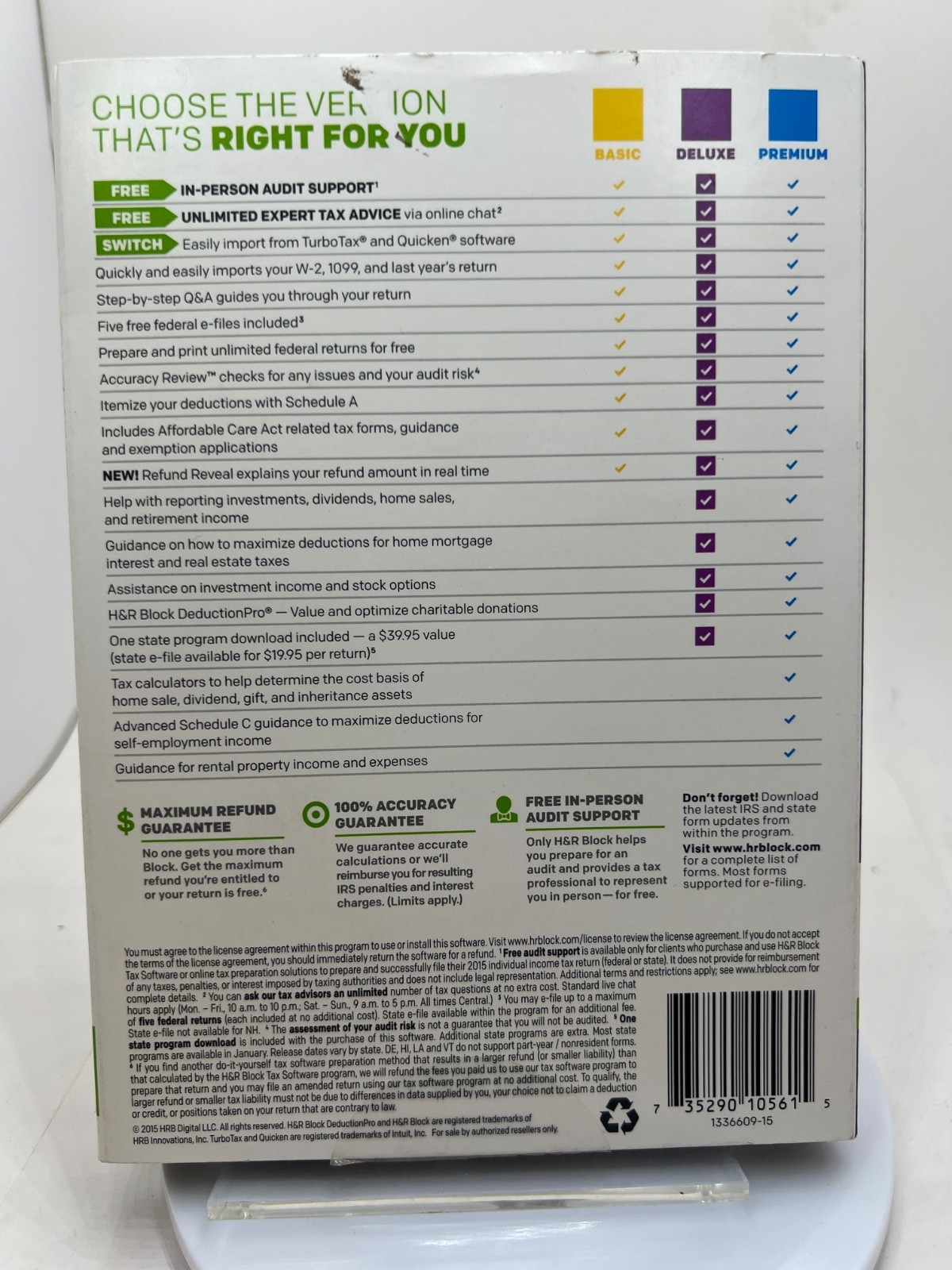 GENUINE 2015 H & R Block Deluxe Tax Software Homeowners/Investors Federal State