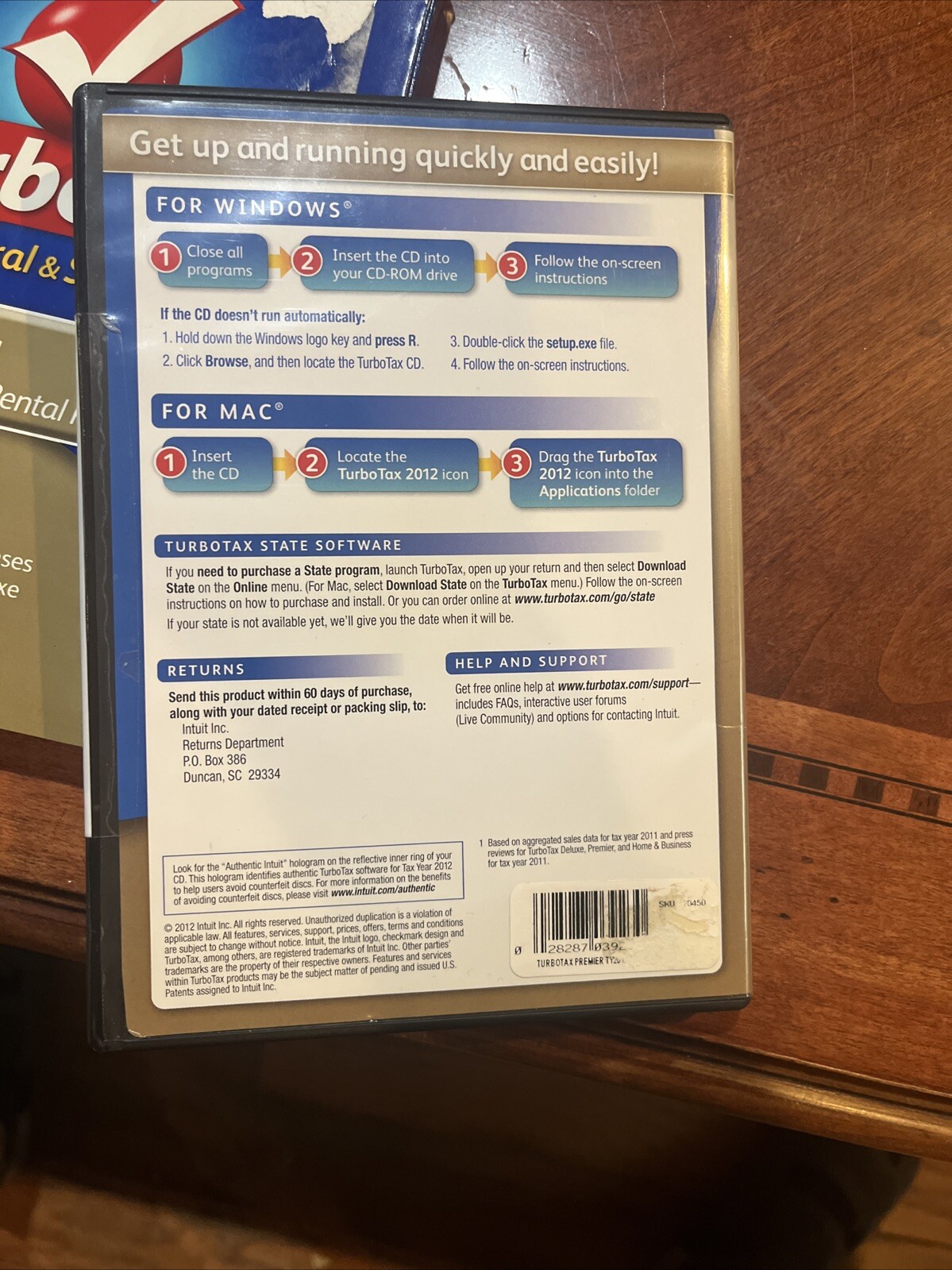 2012 TurboTax Federal Premier w/State Investments – Rental Property New CD