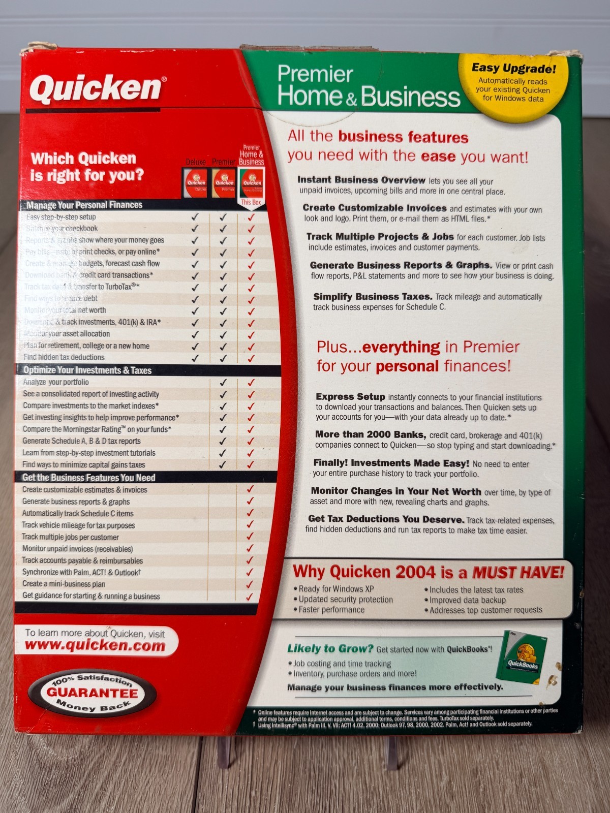 Quicken Premier Home & Business 2004 personal finance software Windows 2000, Xp