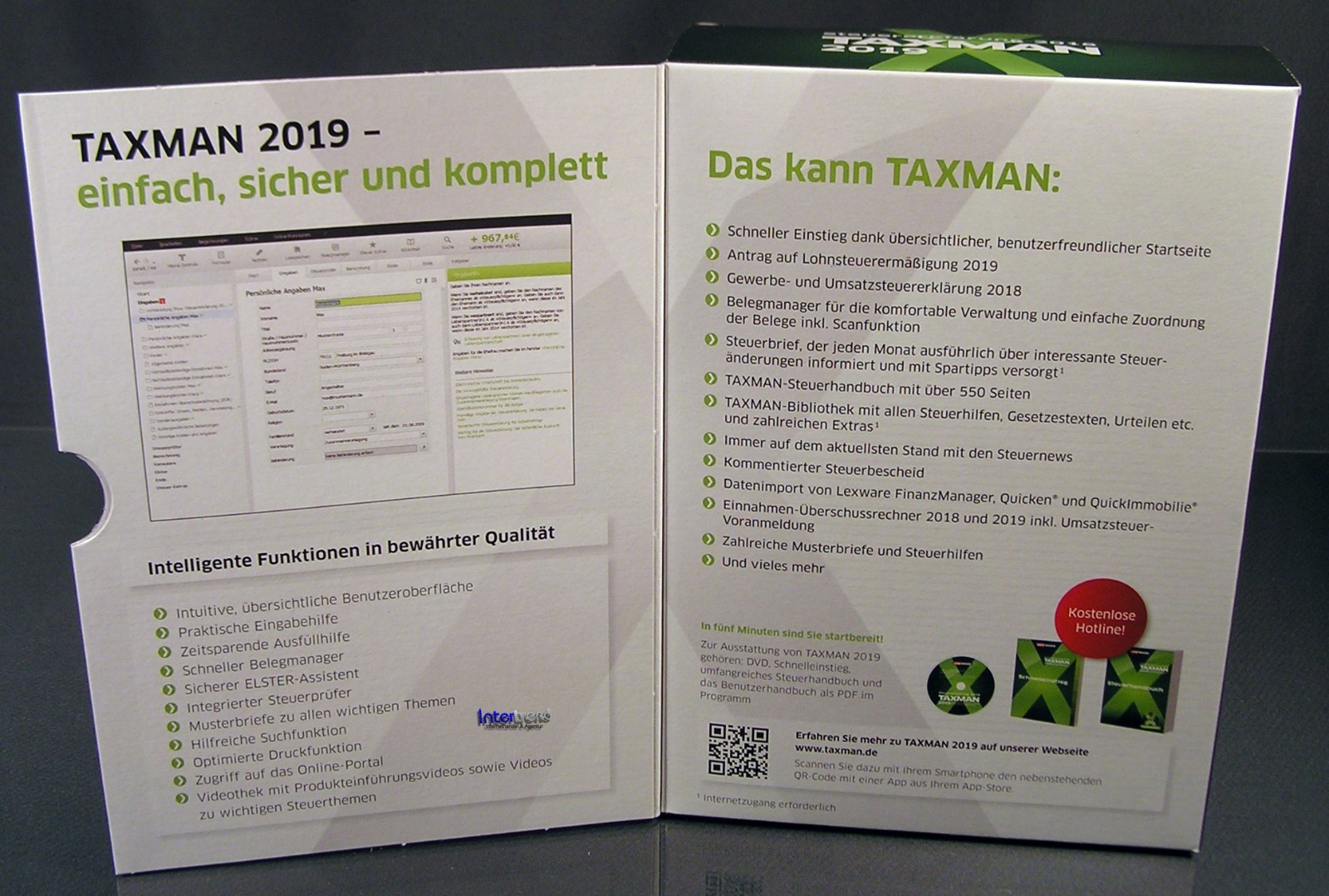 Lexware Taxman 2019 Vollversion Box + DVD Steuerjahr 2018 + Steuerhandbuch NEU