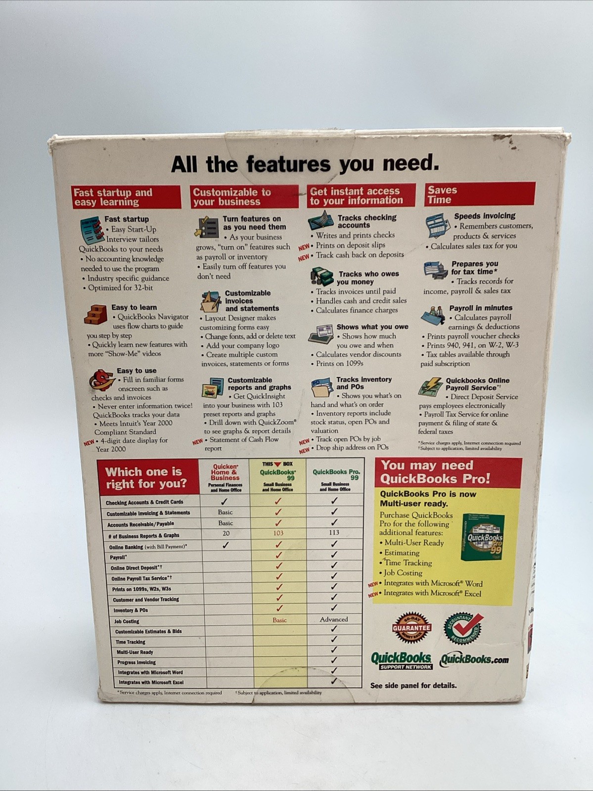 Quicken Financial Solutions Intuit QuickBooks 99 Accounting Software Windows