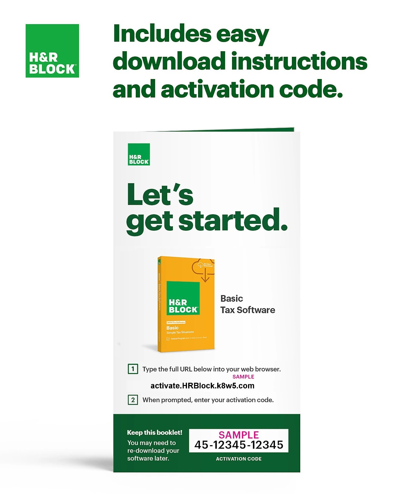 New 2023 H&R Block Tax Software Basic Edition for PC/MAC [Key Card]
