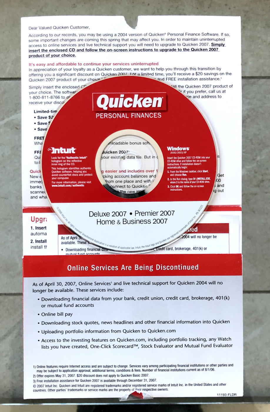 Quicken 2007 Upgrade- Deluxe, Premiere & Home & Business For Windows ’00/’03/XP