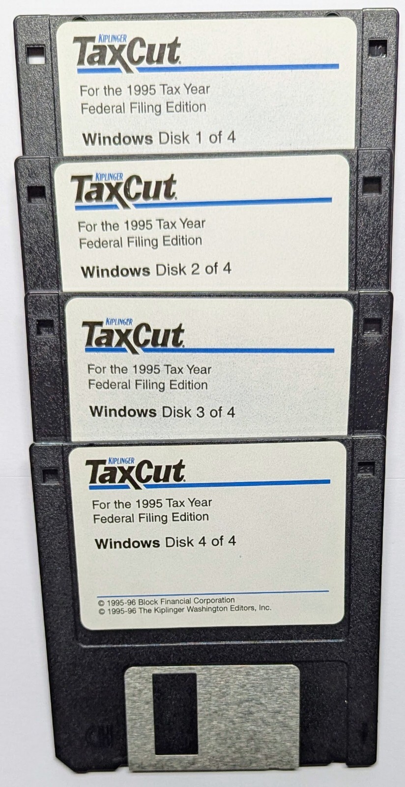 Kiplinger TaxCut 1995 Federal Tax Filing Edition 4-3.5″ Floppy Disks for Windows
