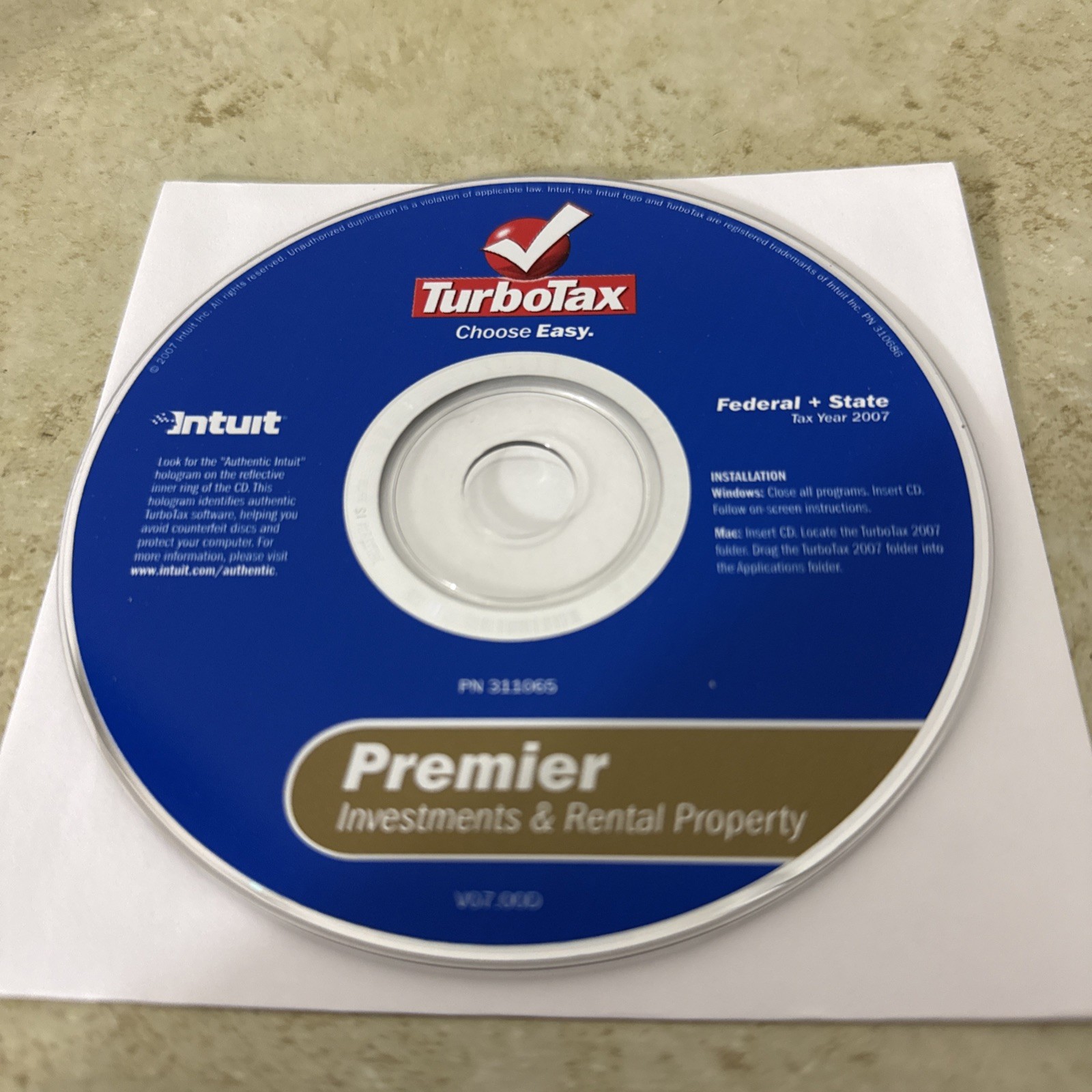 TURBOTAX 2007 PREMIER Investments & Rental Property