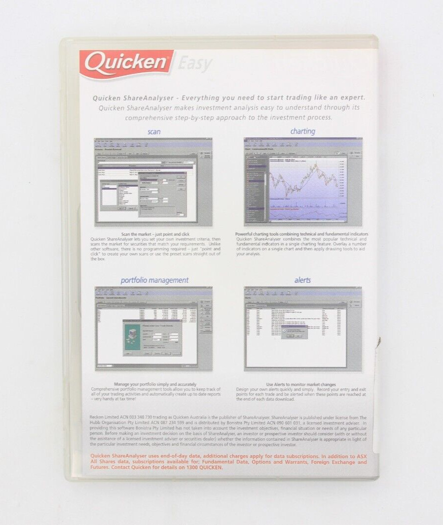 QUICKEN EASY SHAREANALYSER VERSION 2 STOCK MARKET STOCK MANAGER SOFTWARE Retro