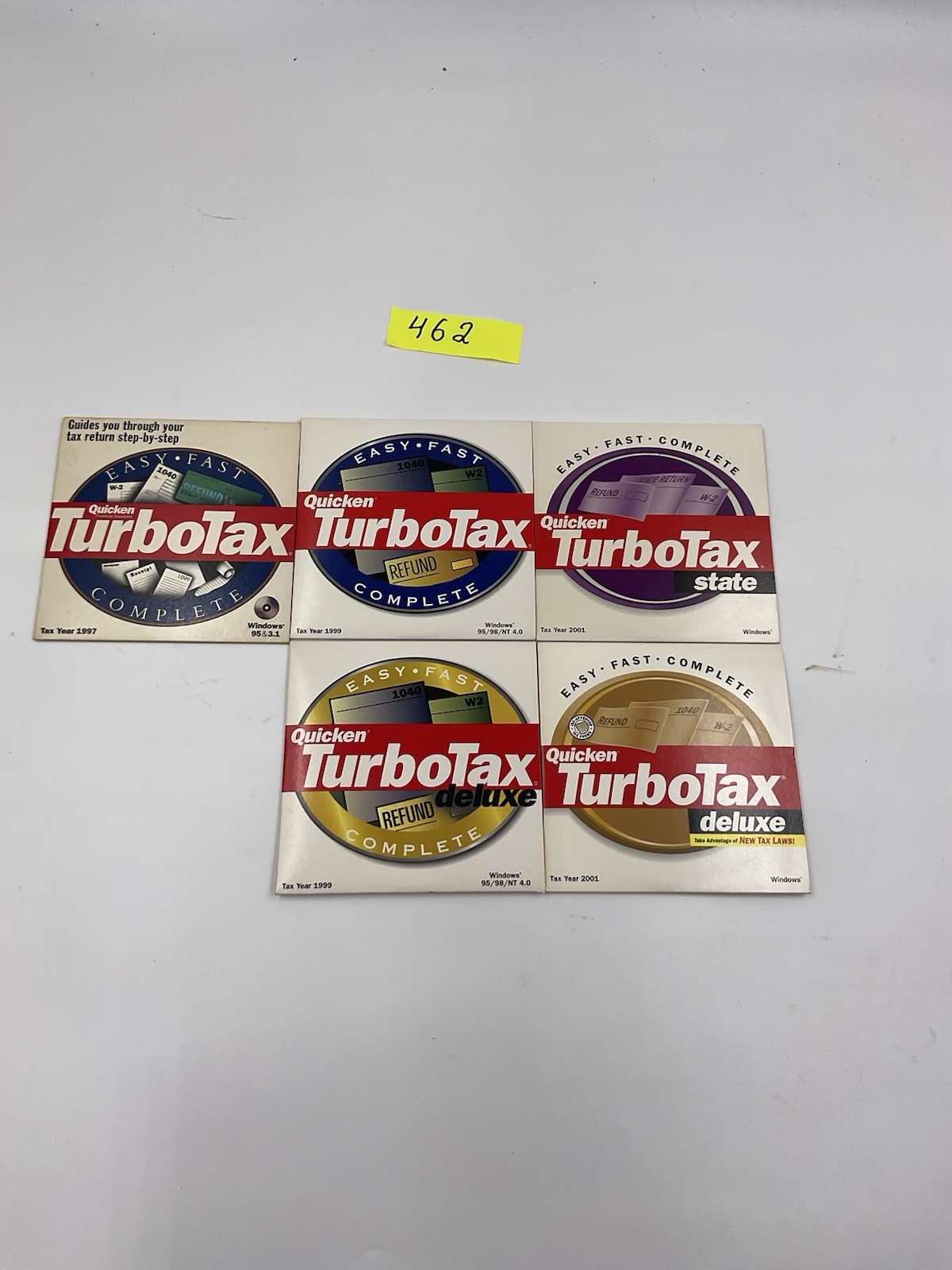 Vintage Quicken TurboTax CD-ROM Software Lot 1997 1999 2001 Win 95 98 5-Discs
