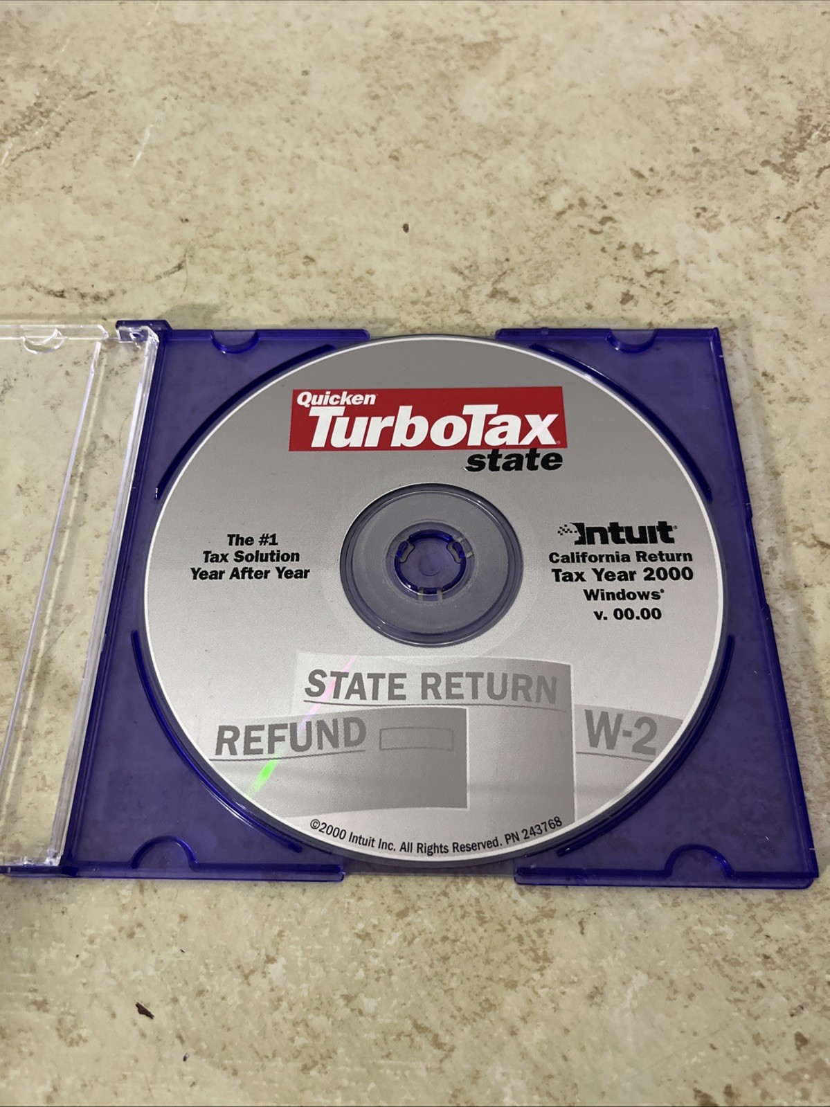 Intuit Quicken TurboTax State Tax Year 2000 for Windows State Return Refund W-2