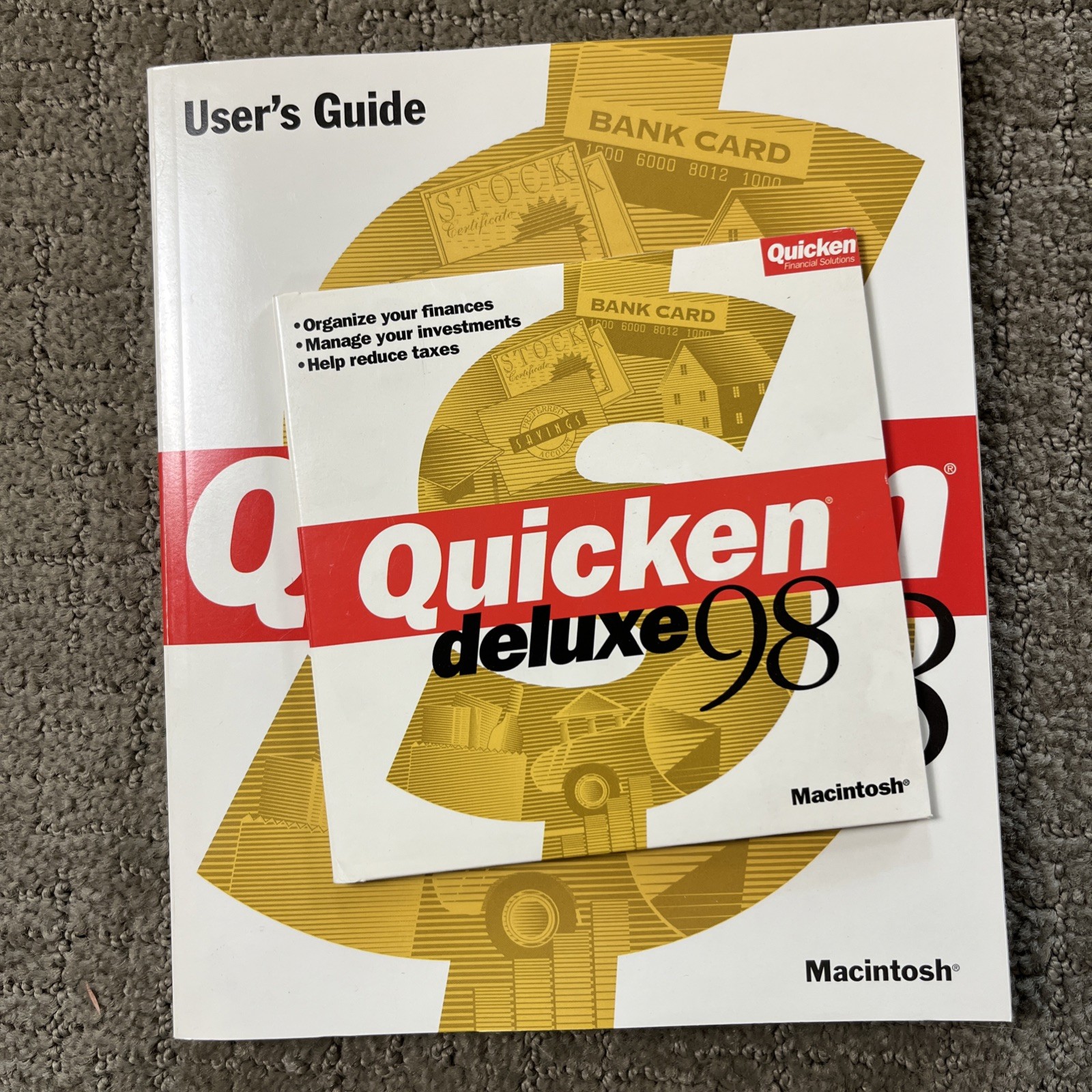 Quicken Deluxe ’98 Financial Software Macintosh Users Guide 1998 Version CD