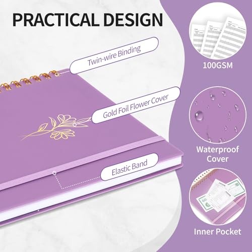 Accounting Ledger Book for Small Business Medium(8.4″ x 6.1″ ) Purple